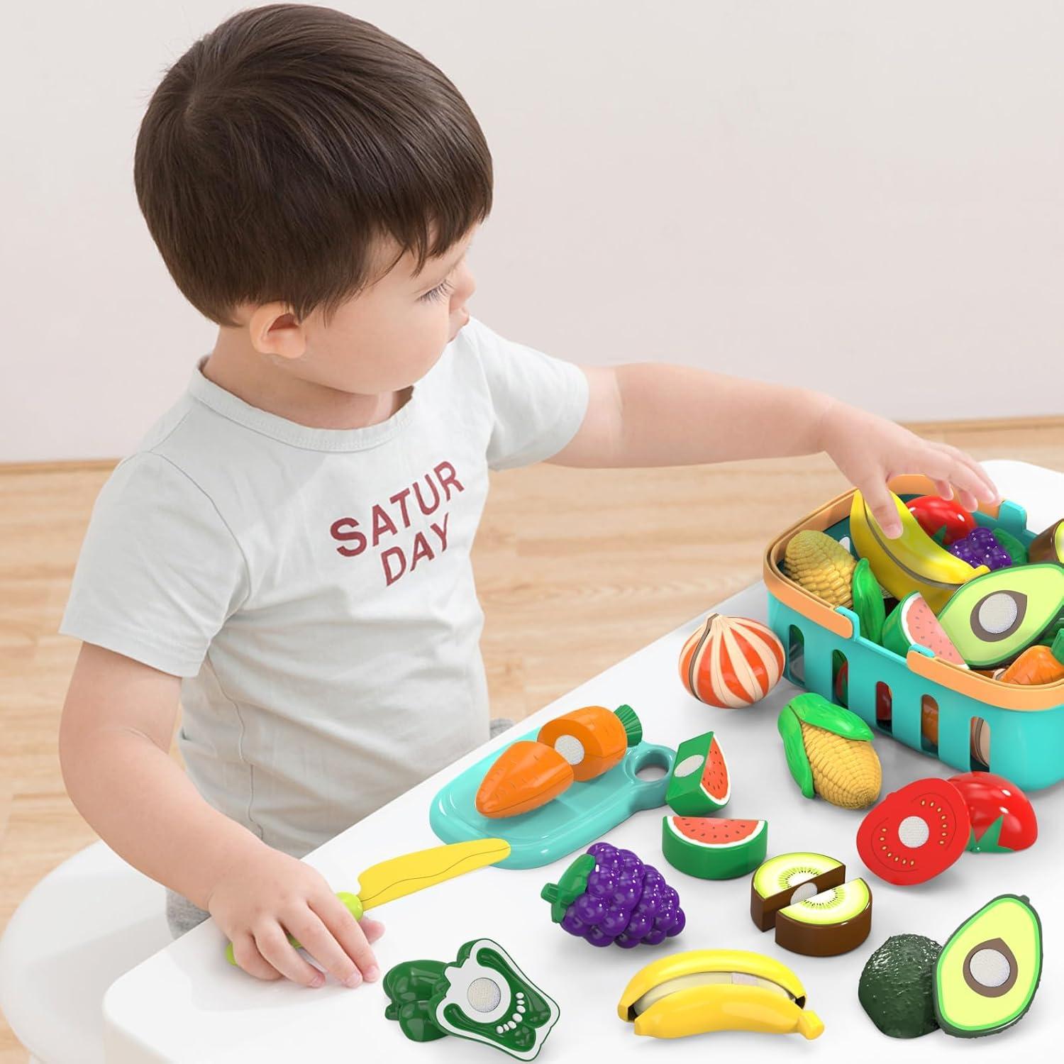 Set de Comida de Juego MOEAWS 28 Piezas Frutas y Verduras