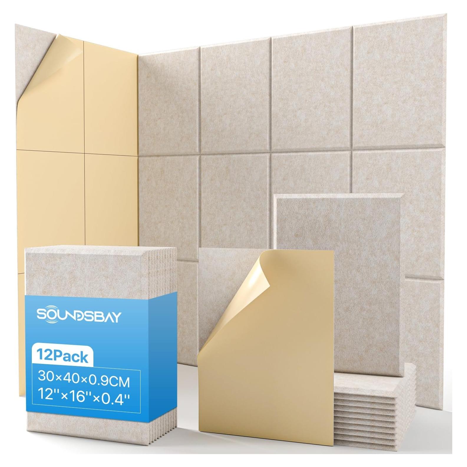 Paneles Aislantes de Sonido Soundsbay Beige 12 Piezas 40.64x30.48cm
