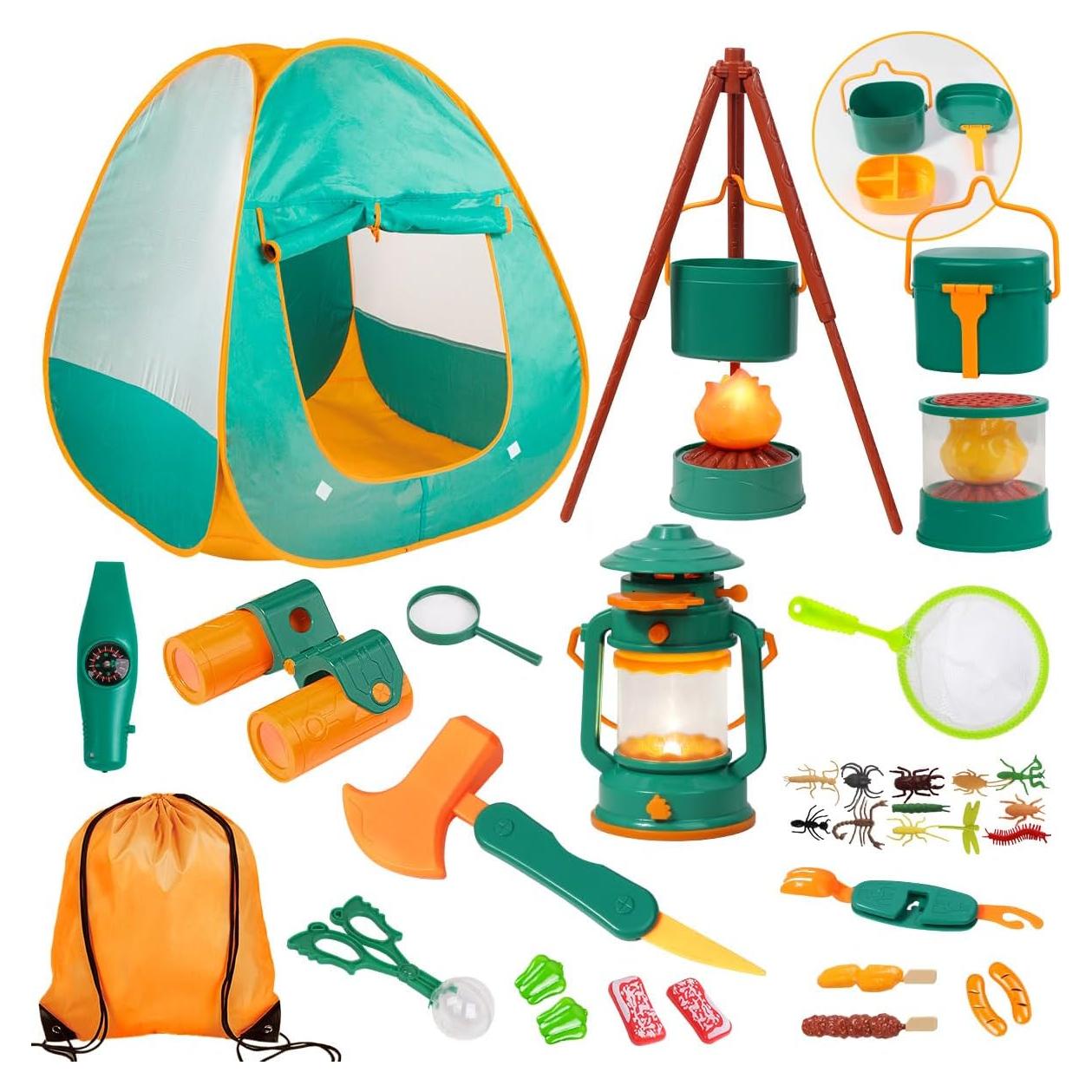 Set de Camping Meland para Niños con Tienda y Fogata Verde