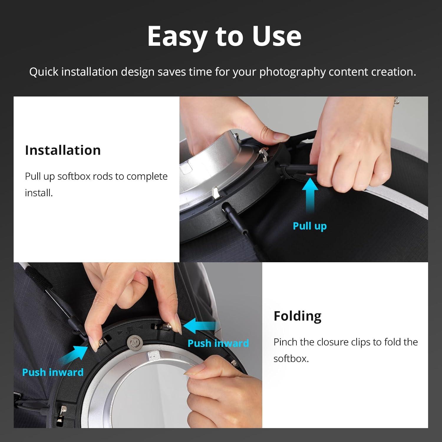 Softbox Octagonal 65cm GVM con Montaje Bowens y Difusores