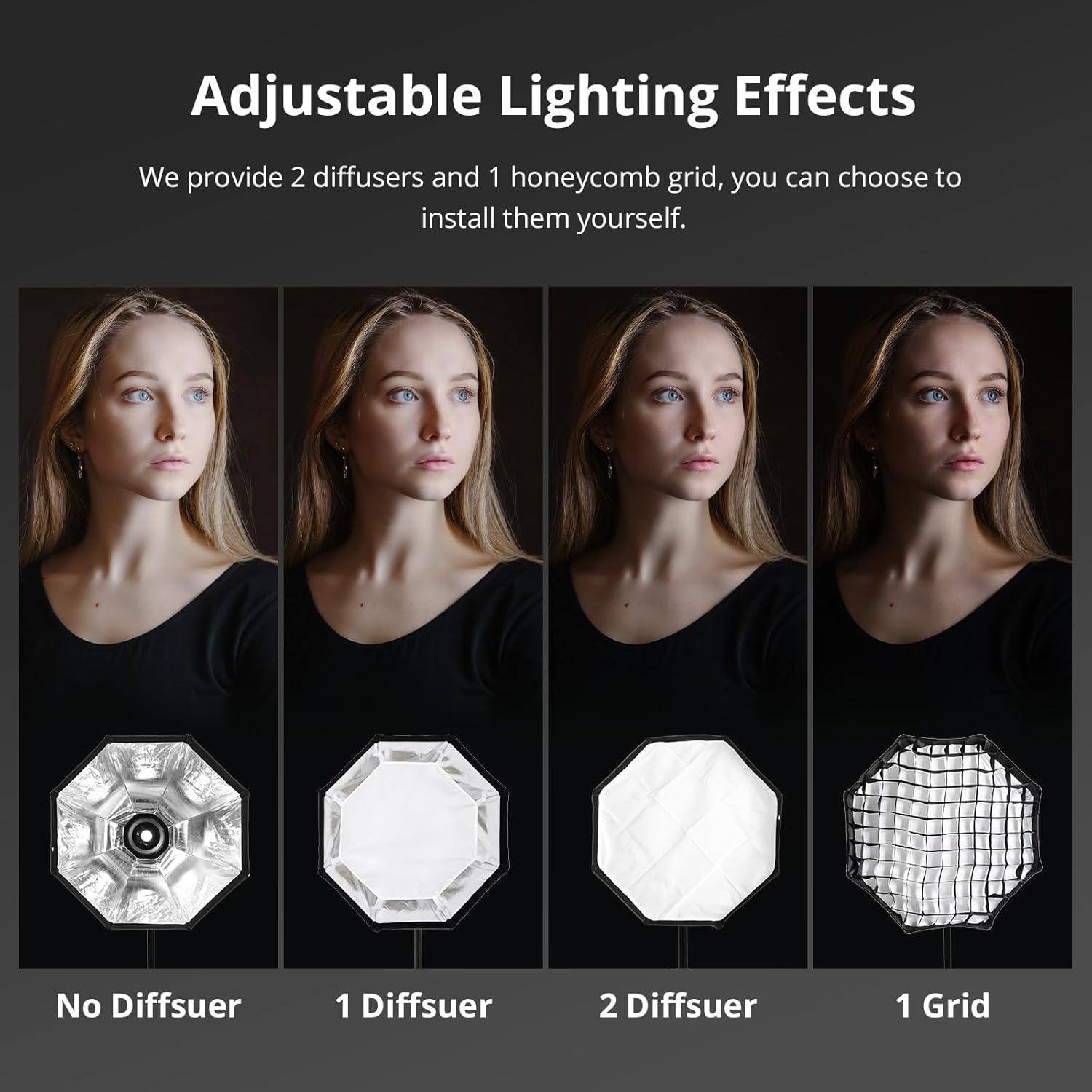 Softbox Octagonal 65cm GVM con Montaje Bowens y Difusores