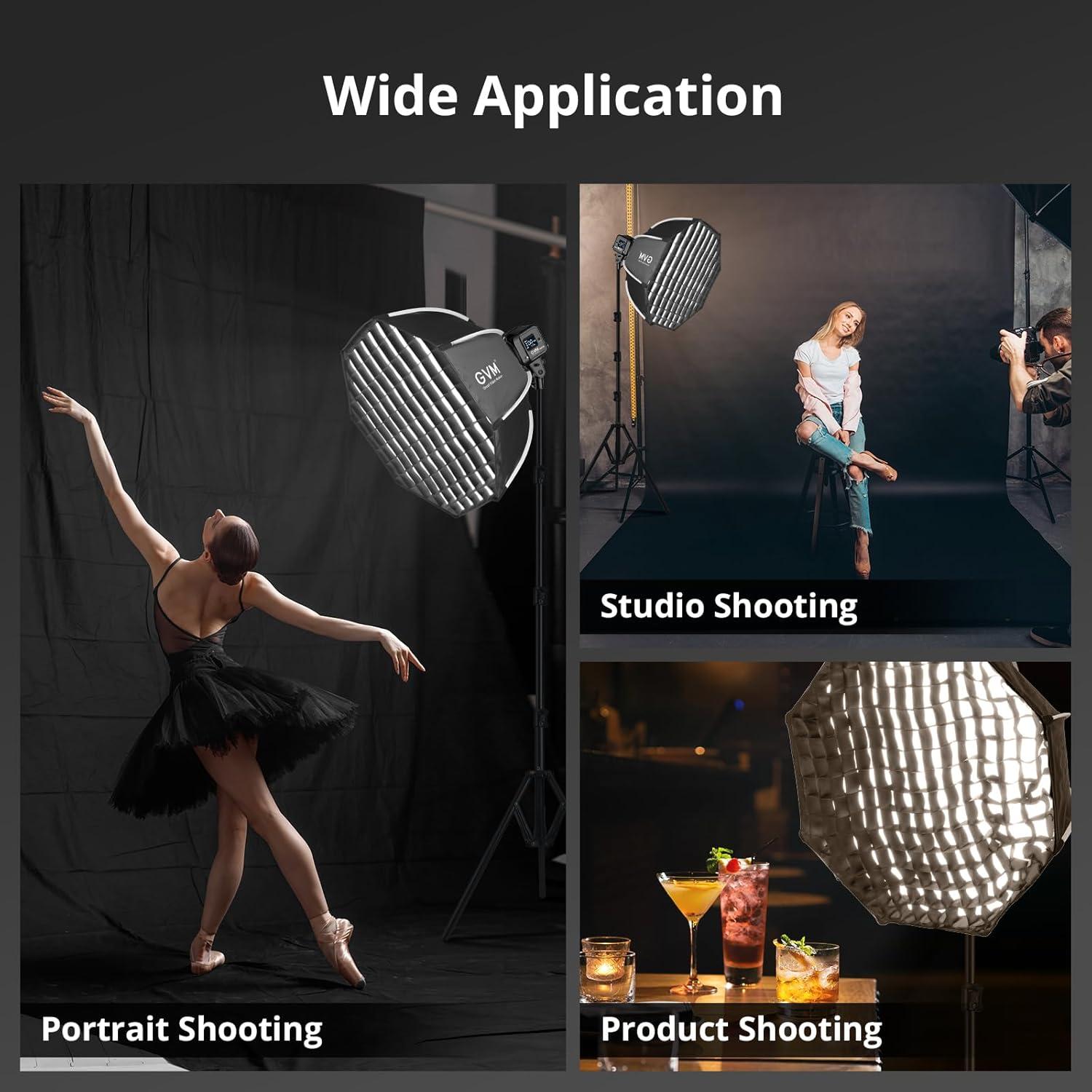 Softbox Octagonal 65cm GVM con Montaje Bowens y Difusores