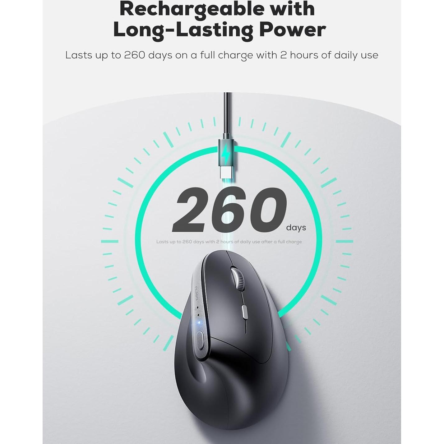 Ratón Vertical Ergonómico Nulea MD280 Inalámbrico 4 DPI Ajustables