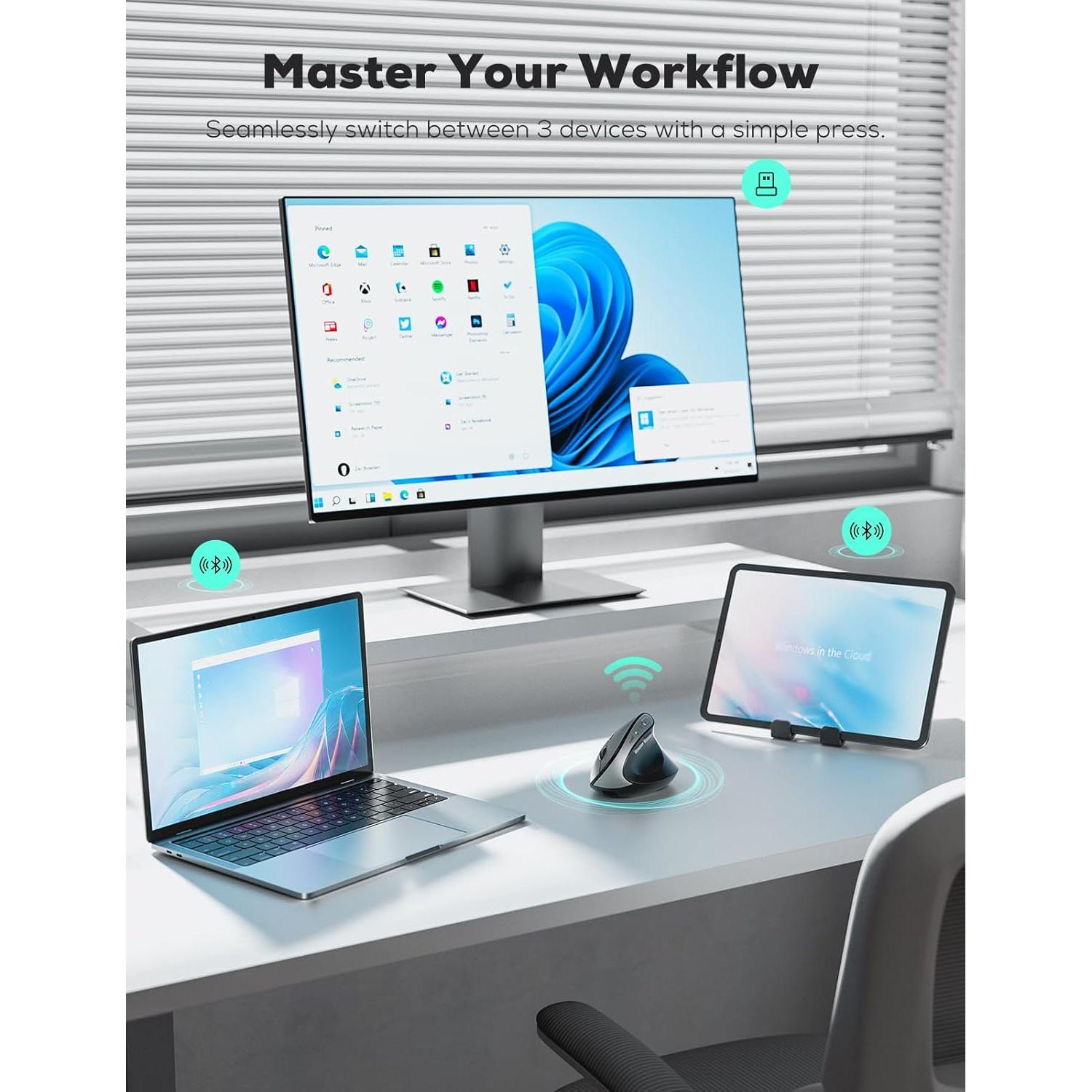 Ratón Vertical Ergonómico Nulea MD280 Inalámbrico 4 DPI Ajustables