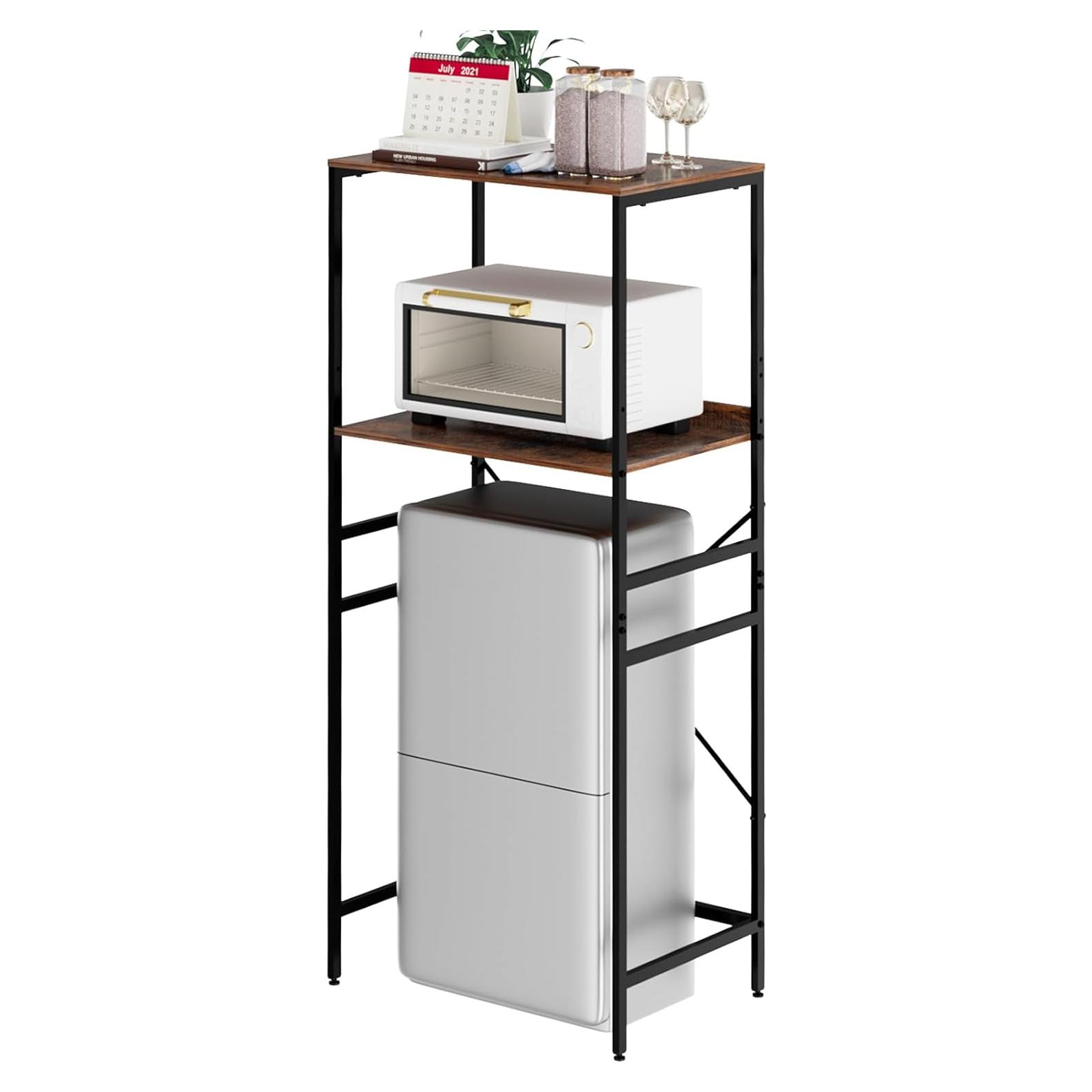 Estante Ajustable para Mini Nevera QieerHior 2 Niveles Marrón