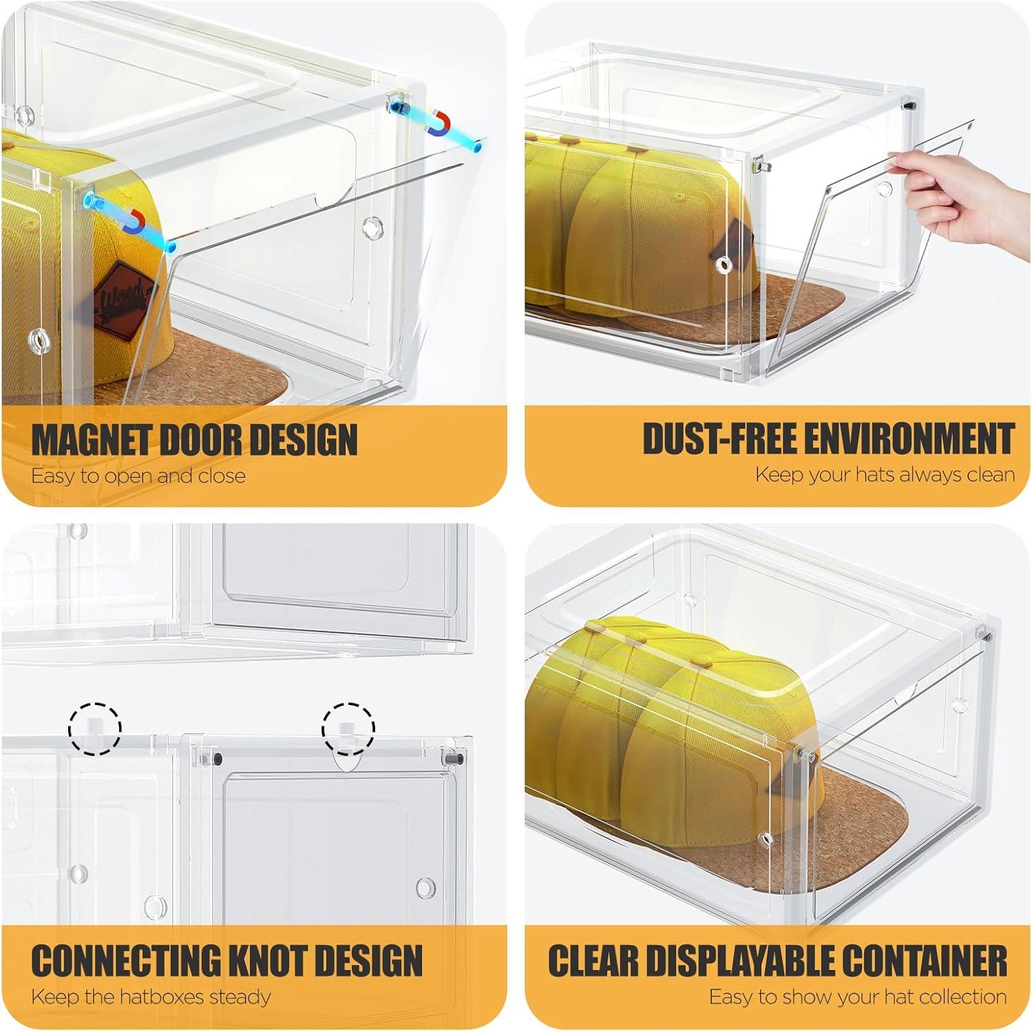 Caja Organizadora de Sombreros SCAVATA, 4 Paquete, Transparente