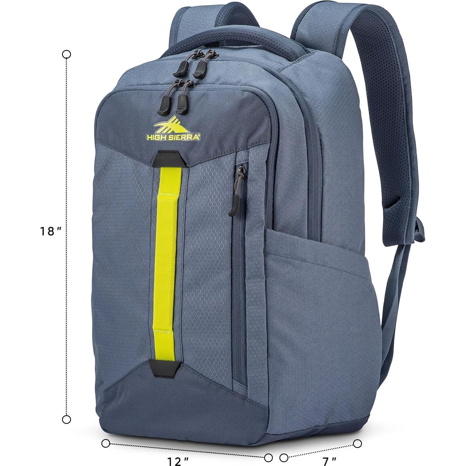 Mochila Escolar High Sierra Grande Gris Azul con Acento Reflectante