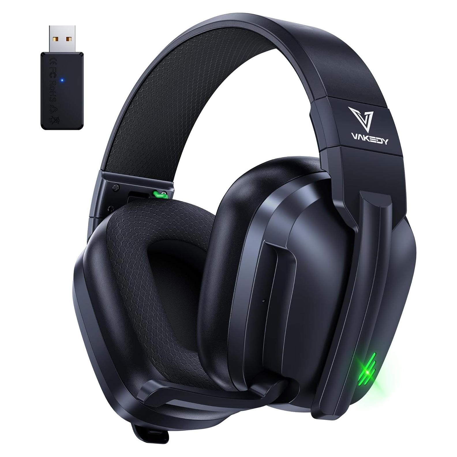 Auriculares Gaming Inalámbricos Vakedy HW11 - Bluetooth 5.3, 50h Batería, Cancelación de Ruido