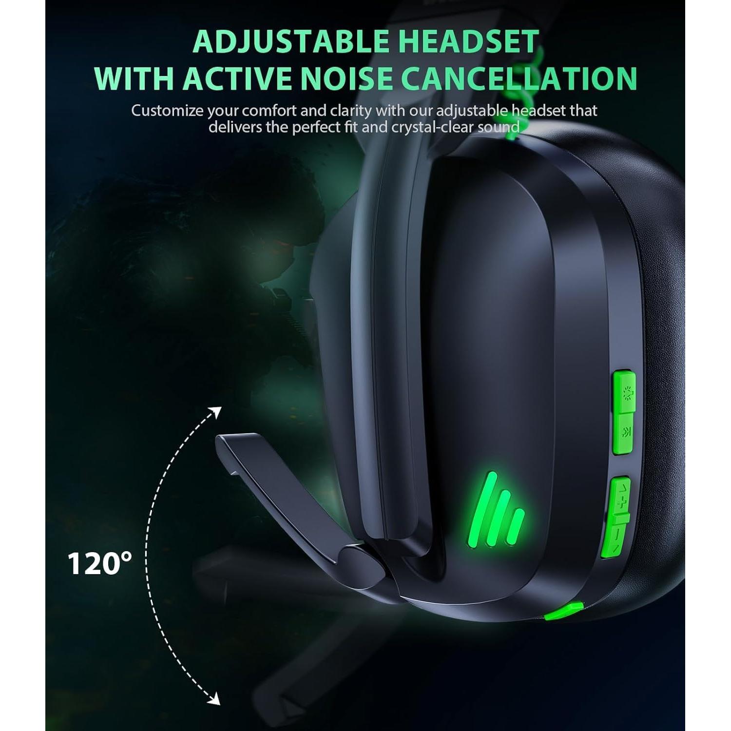 Auriculares Gaming Inalámbricos Vakedy HW11 - Bluetooth 5.3, 50h Batería, Cancelación de Ruido