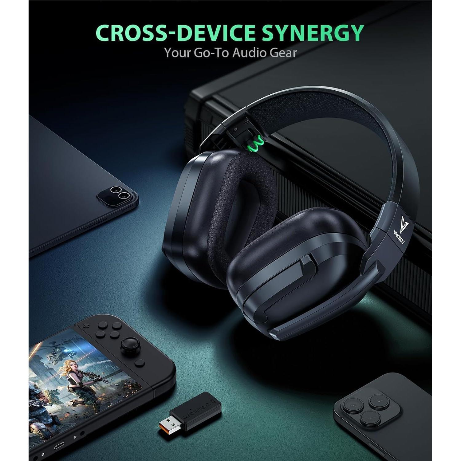 Auriculares Gaming Inalámbricos Vakedy HW11 - Bluetooth 5.3, 50h Batería, Cancelación de Ruido