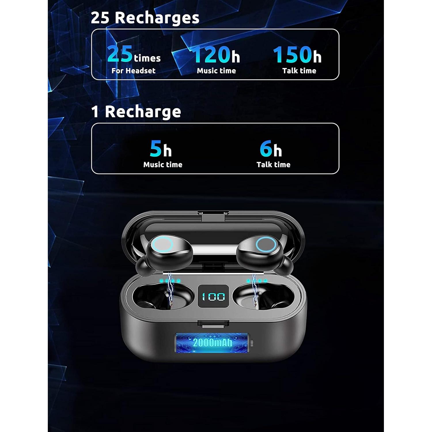 Auriculares Inalámbricos Bluetooth 5.3 Volt Plus F9 IPX7 2000mAh