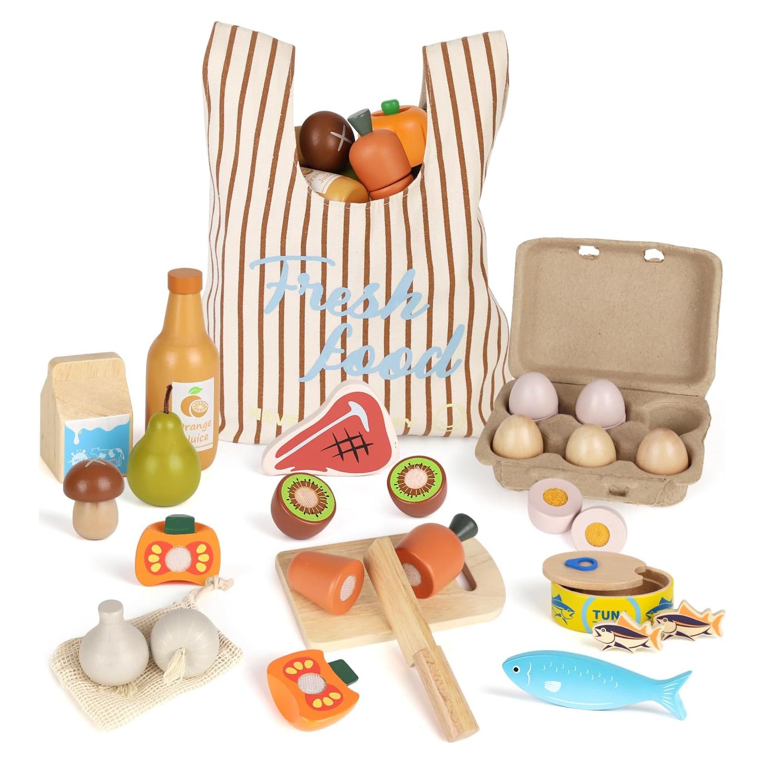 Conjunto de Comida de Juguete de Madera Lehoo Castle 23cm