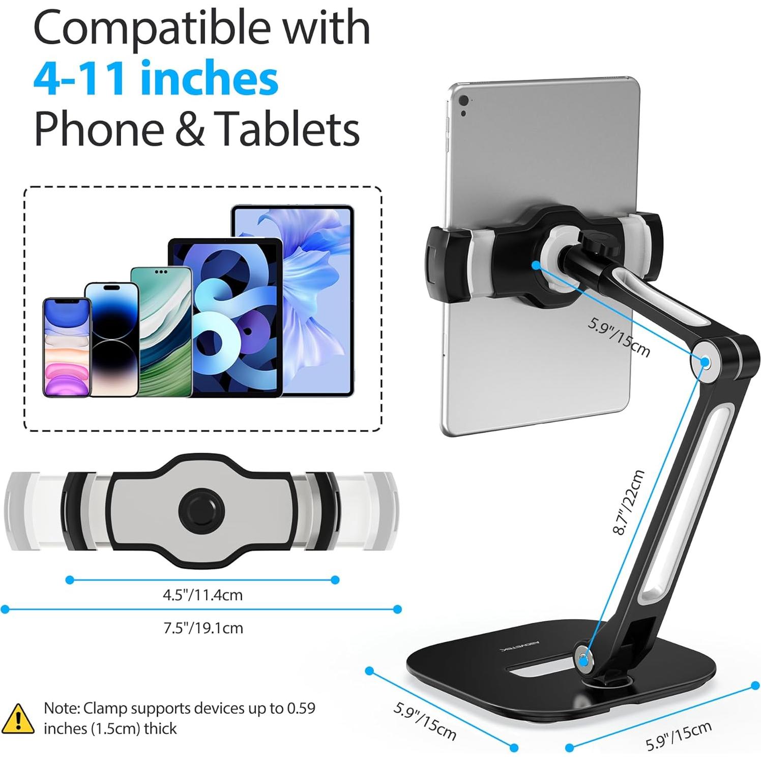 Soporte Ajustable para Tableta AboveTEK 360° Aluminio Negro
