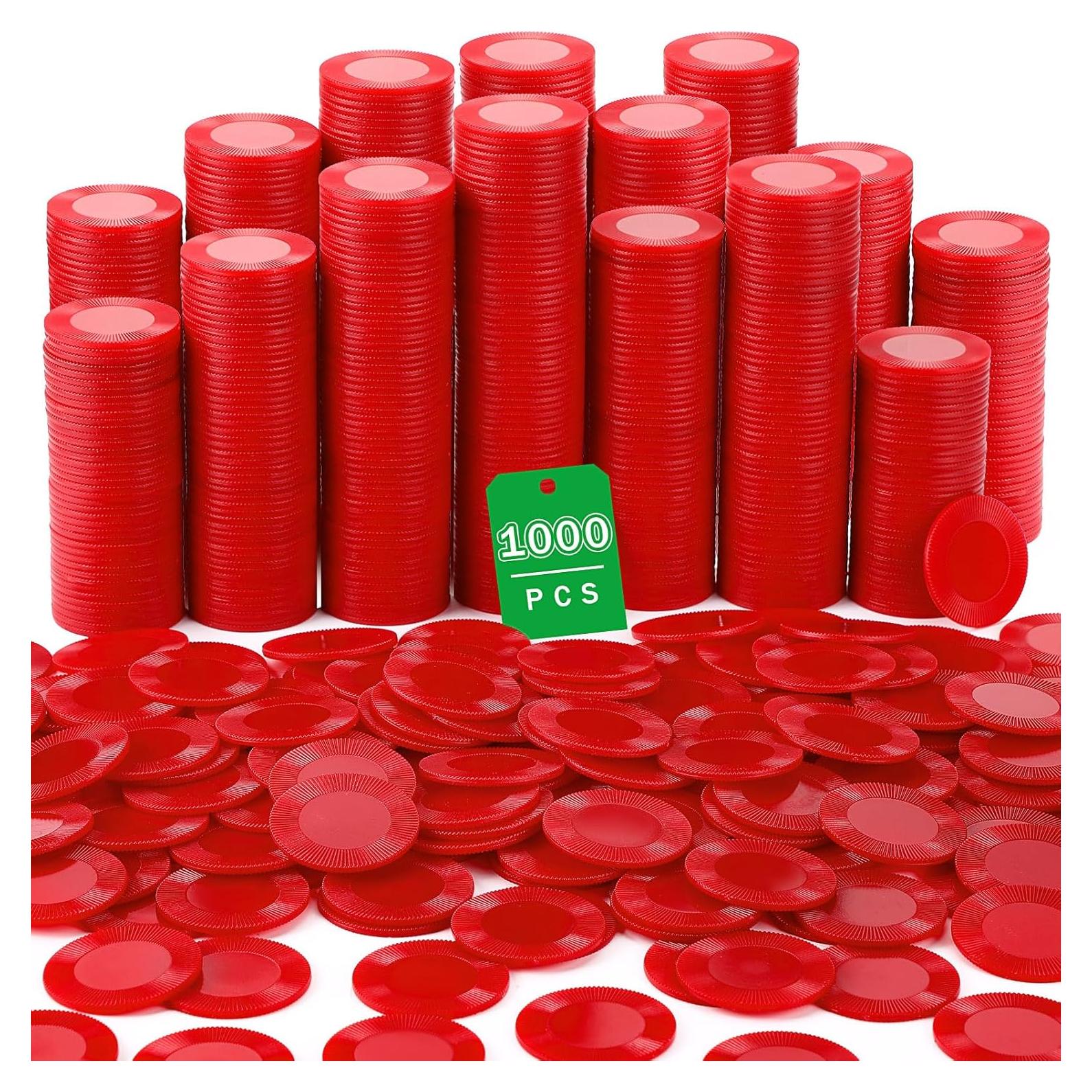 Fichas de Póker Leitee 1000 Pcs Plástico Rojo 3.81 cm