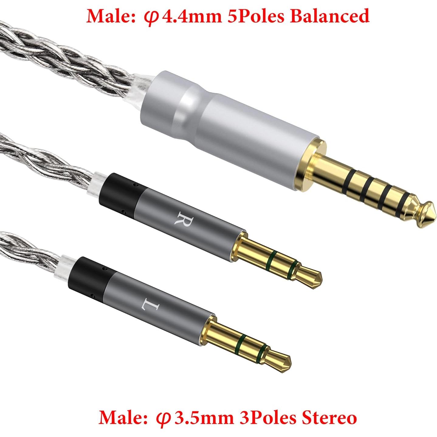 Cable de Audio GEEKRIA 1.5m Cobre Baño de Plata 4.4mm a 3.5mm