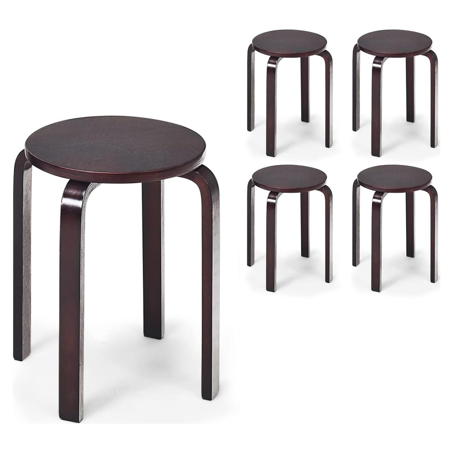 Juego de 4 Taburetes de Madera Julimoon 46 cm Café Oscuro