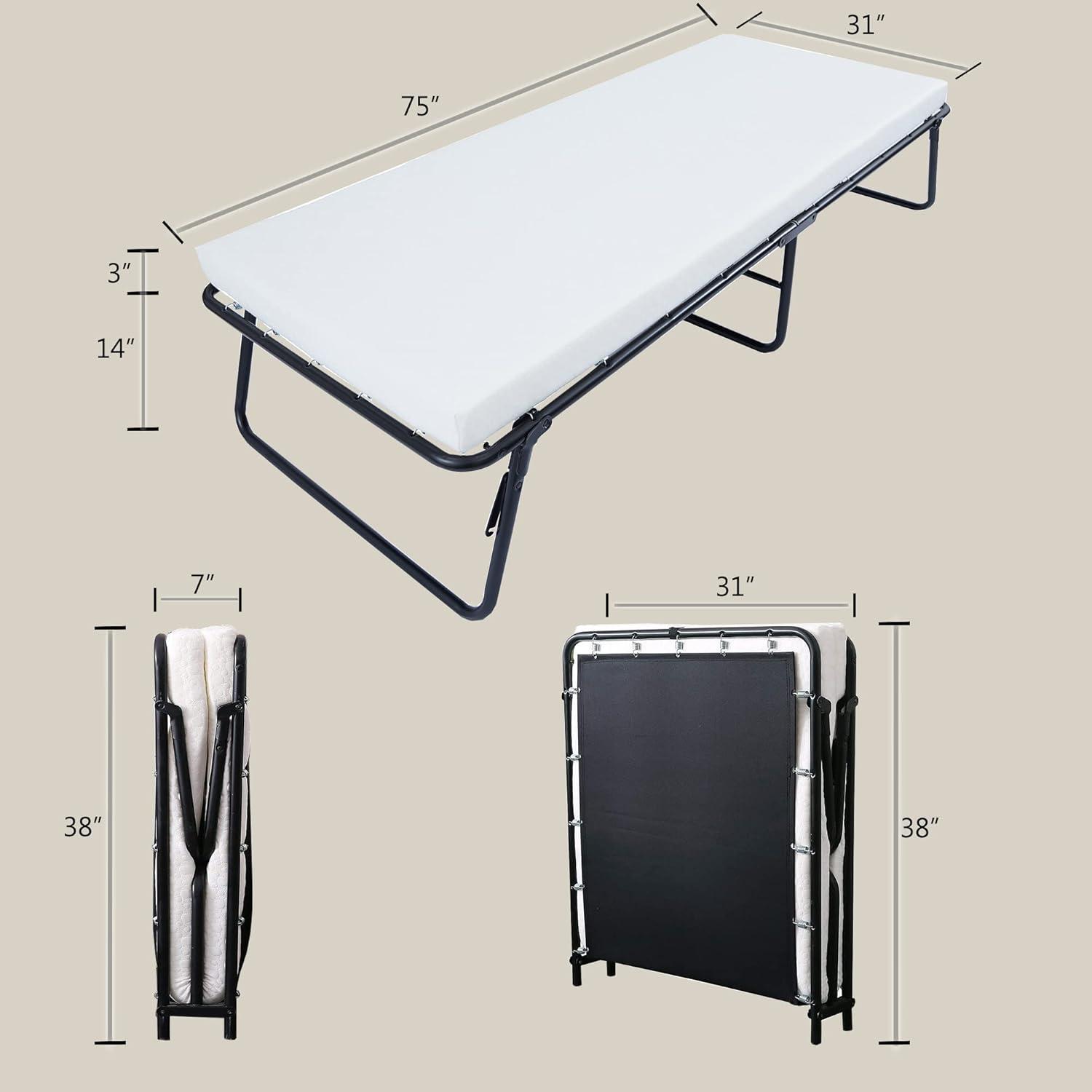 Cama Plegable LEISUIT con Colchón Viscoelástico 190.5x78.7cm