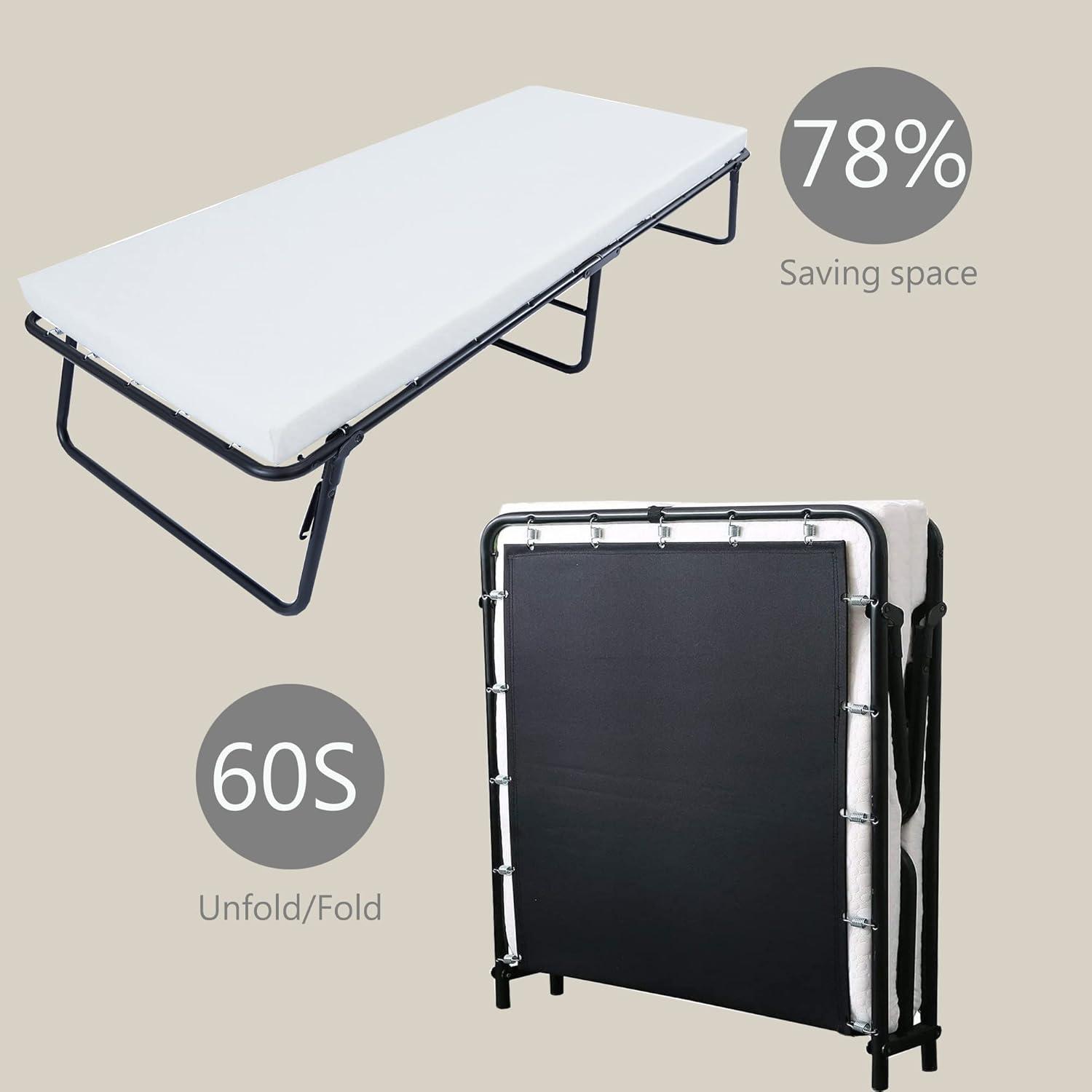 Cama Plegable LEISUIT con Colchón Viscoelástico 190.5x78.7cm
