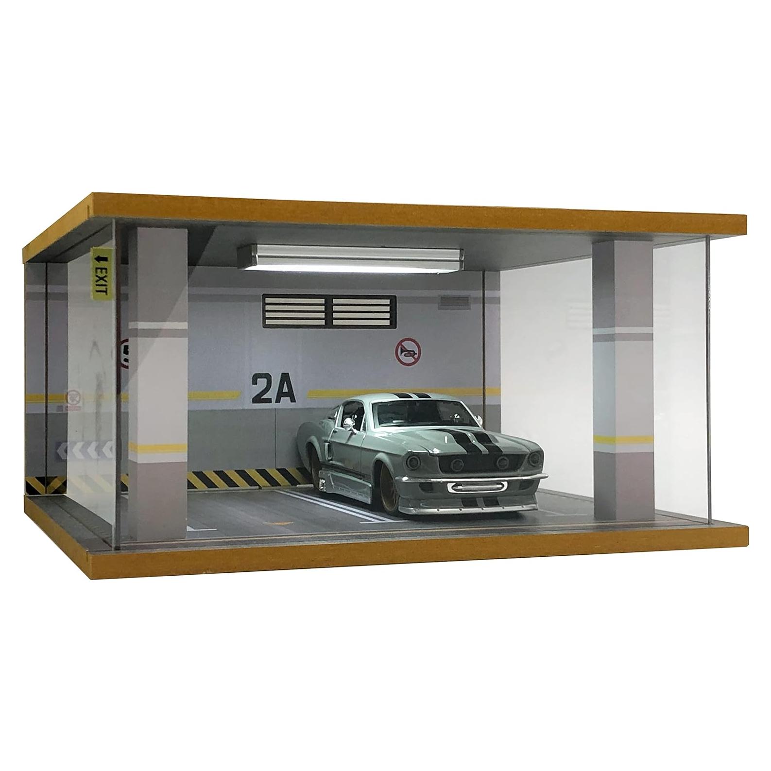 Vitrina para coches 1:24 Bivitre 2 Parking Gray LED