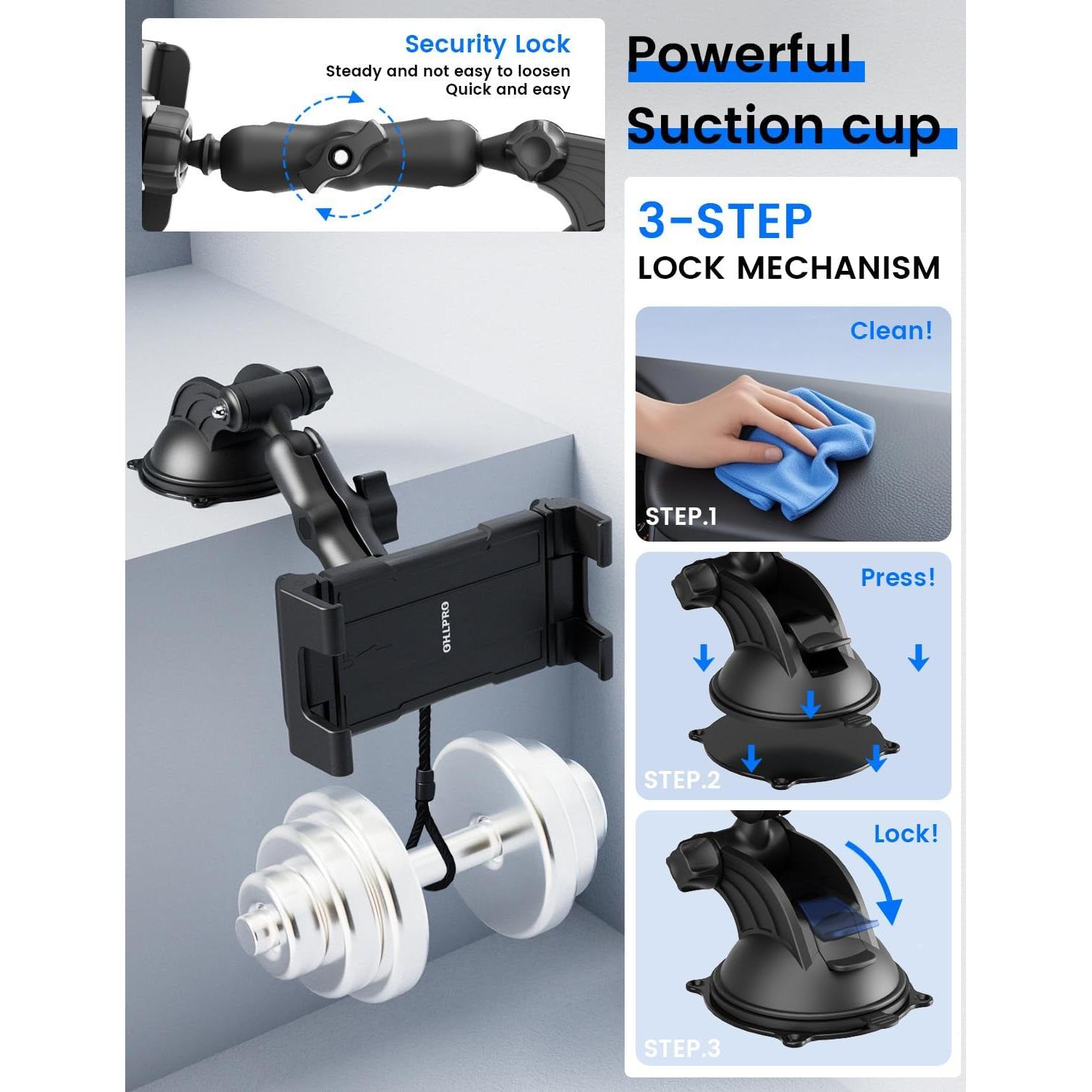 Soporte de Tableta OHLPRO P80J-P4 para Coche 5-13" Rotación 360°