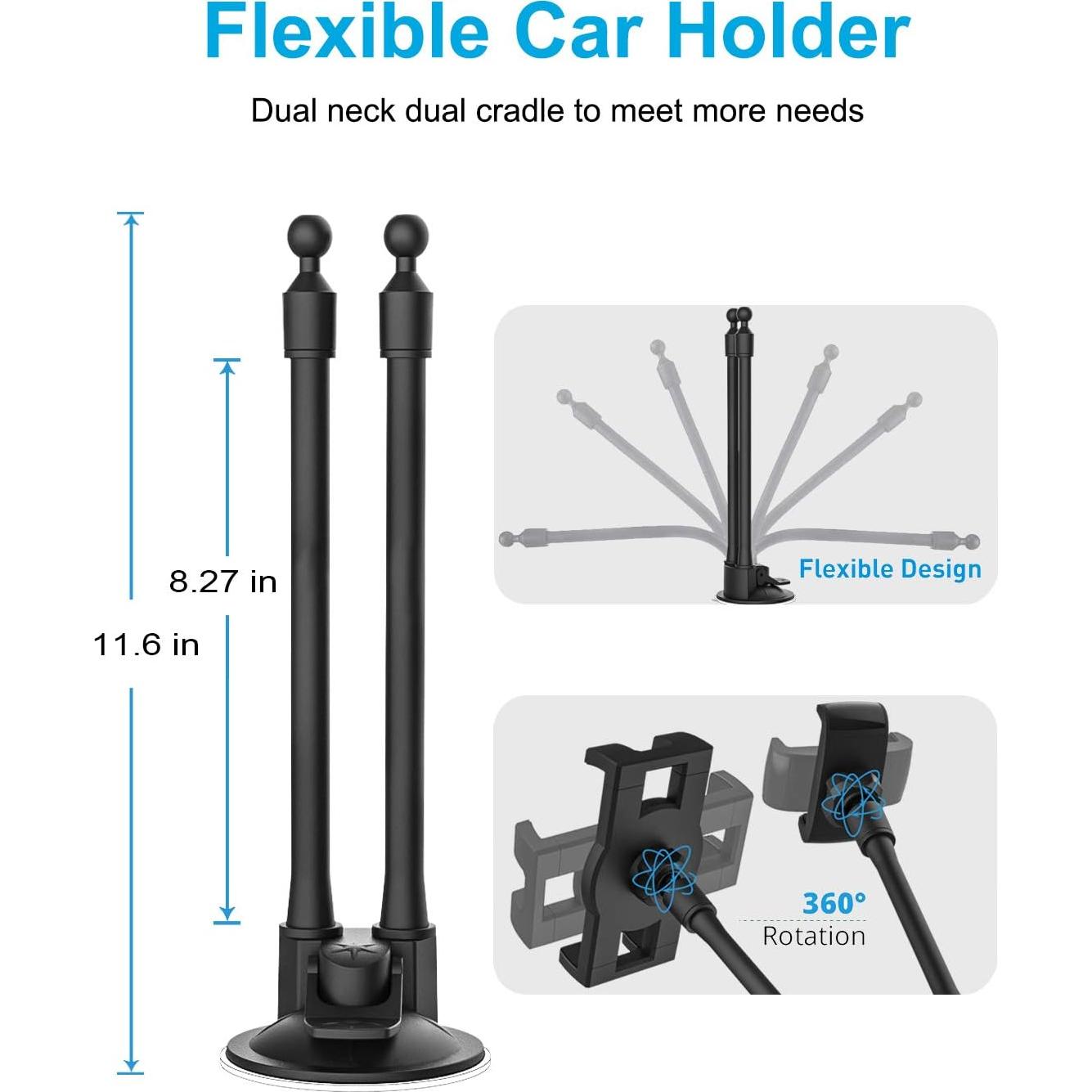 Soporte de Tablet y Teléfono para Coche Woleyi Doble Brazo 36cm