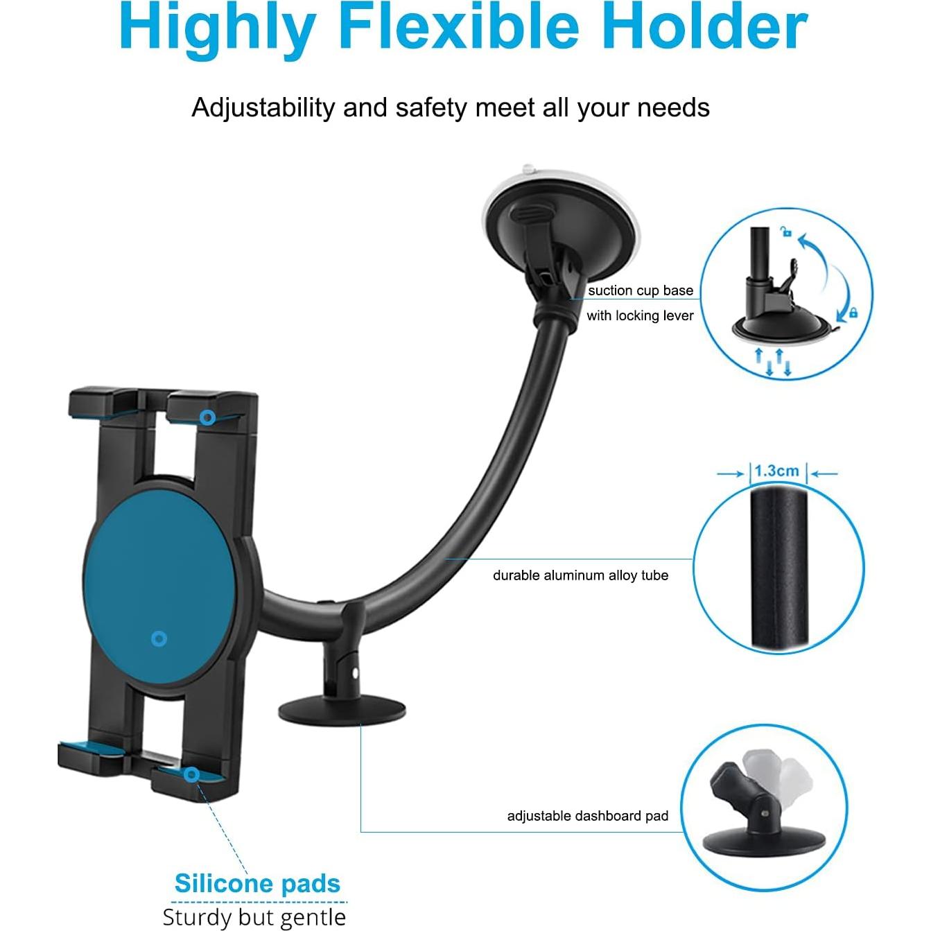 Soporte para Tablet en Parabrisas Woleyi, Brazo Largo 30 cm