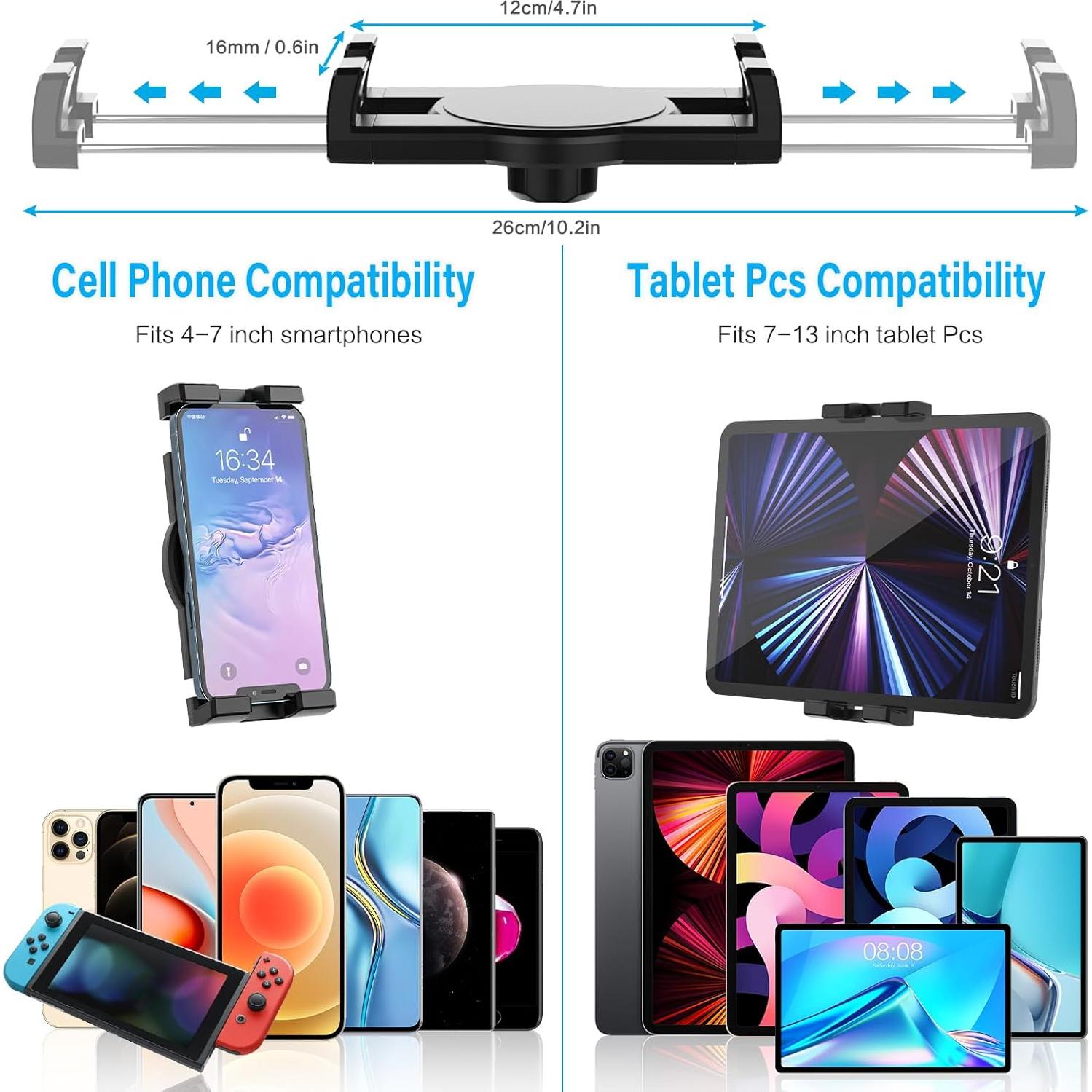 Soporte para Tablet YOOZ 2-en-1 Ajustable para Coche 10-33 cm