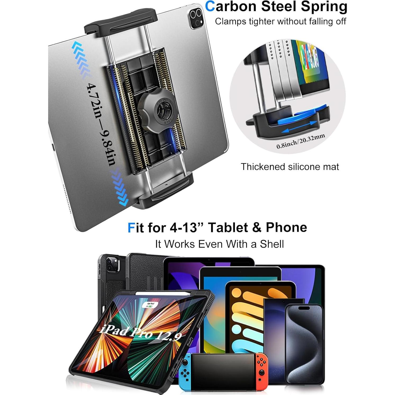 Soporte para Tablet en Auto Kolasels con Ventosa Ajustable 4-13"