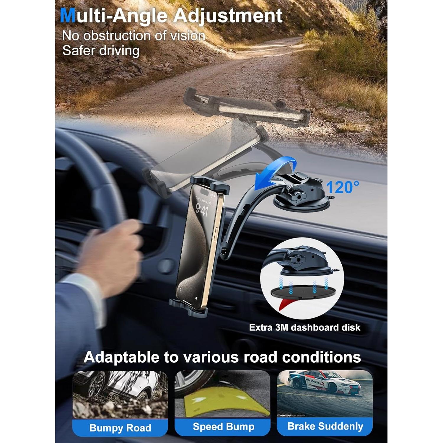 Soporte para Tablet en Auto Kolasels con Ventosa Ajustable 4-13"