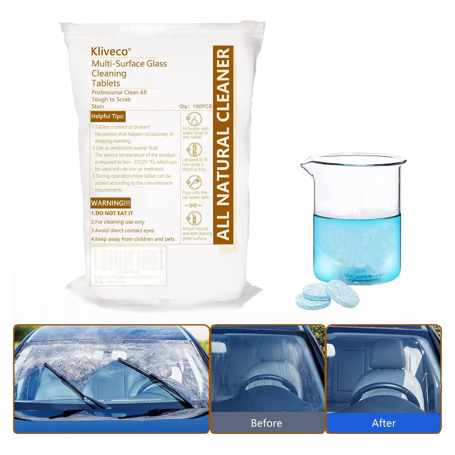 100 Tabletas Limpiaparabrisas Kliveco - 4.16 Litros por Tableta