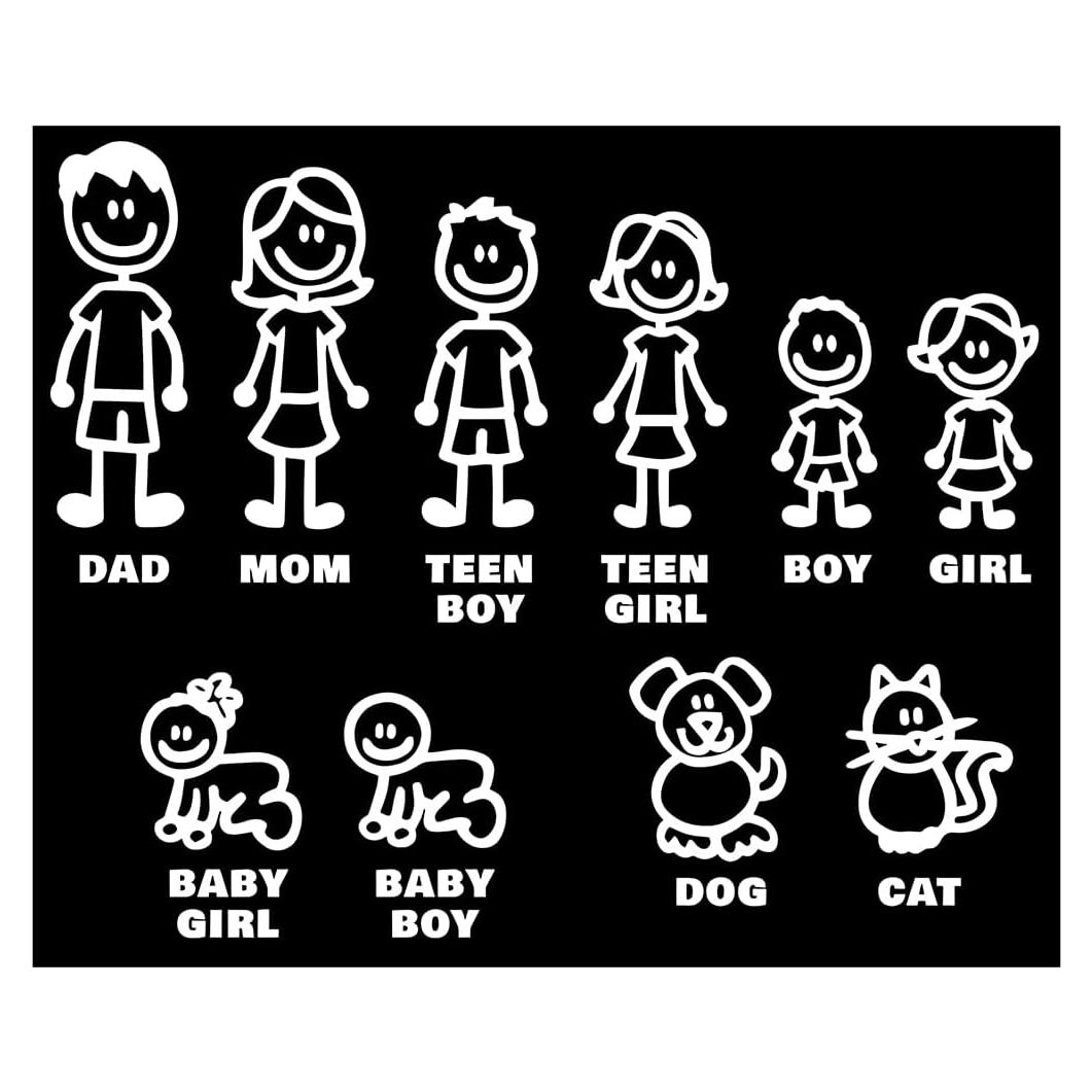 Calcomanías de Auto Familiar SHMZK 25x20cm Impermeable