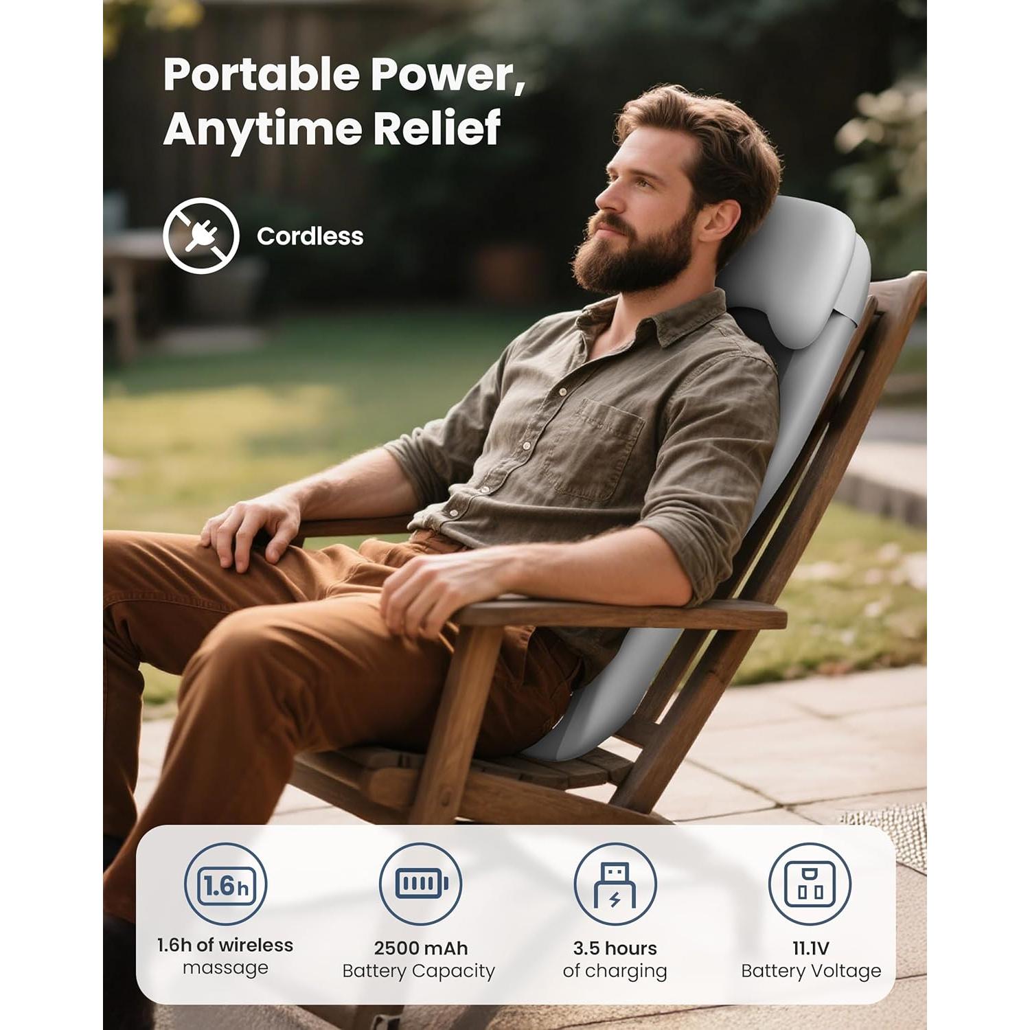 Masajeador de Espalda Inalámbrico COMFIER CF-2311B con Calor