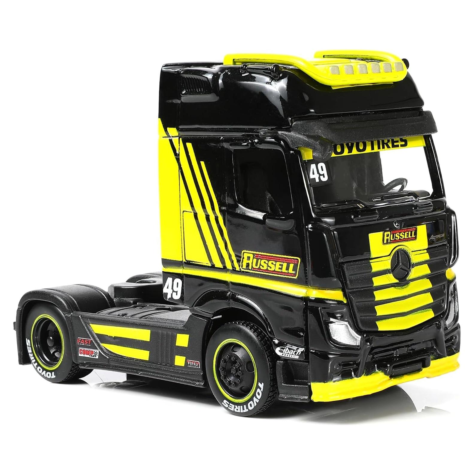 Camión Remolque Pesado Risopen Mercedes Benz 1/64 Amarillo