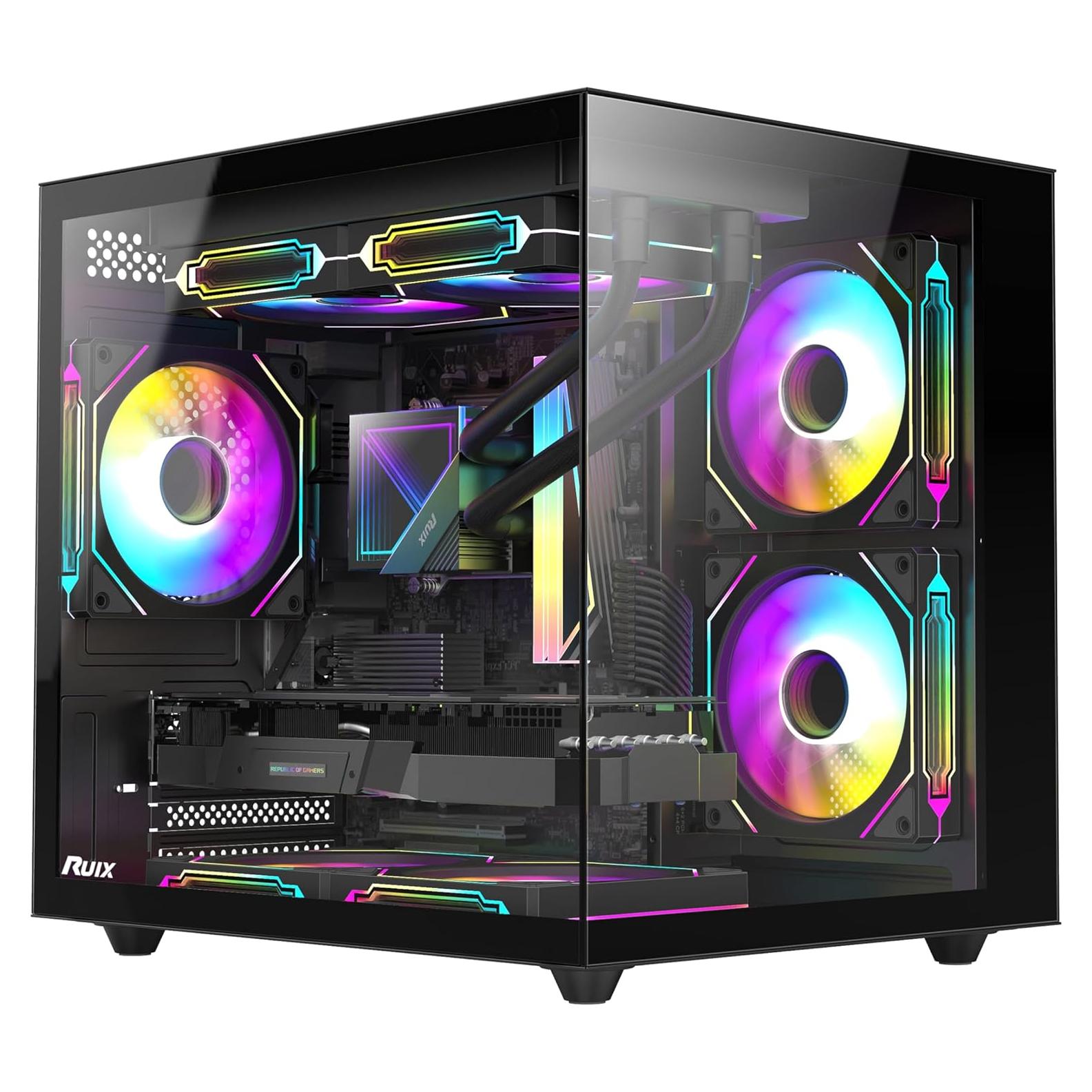 Caja de PC RUIX OV502 Mini-Tower con Ventiladores ARGB 120mm