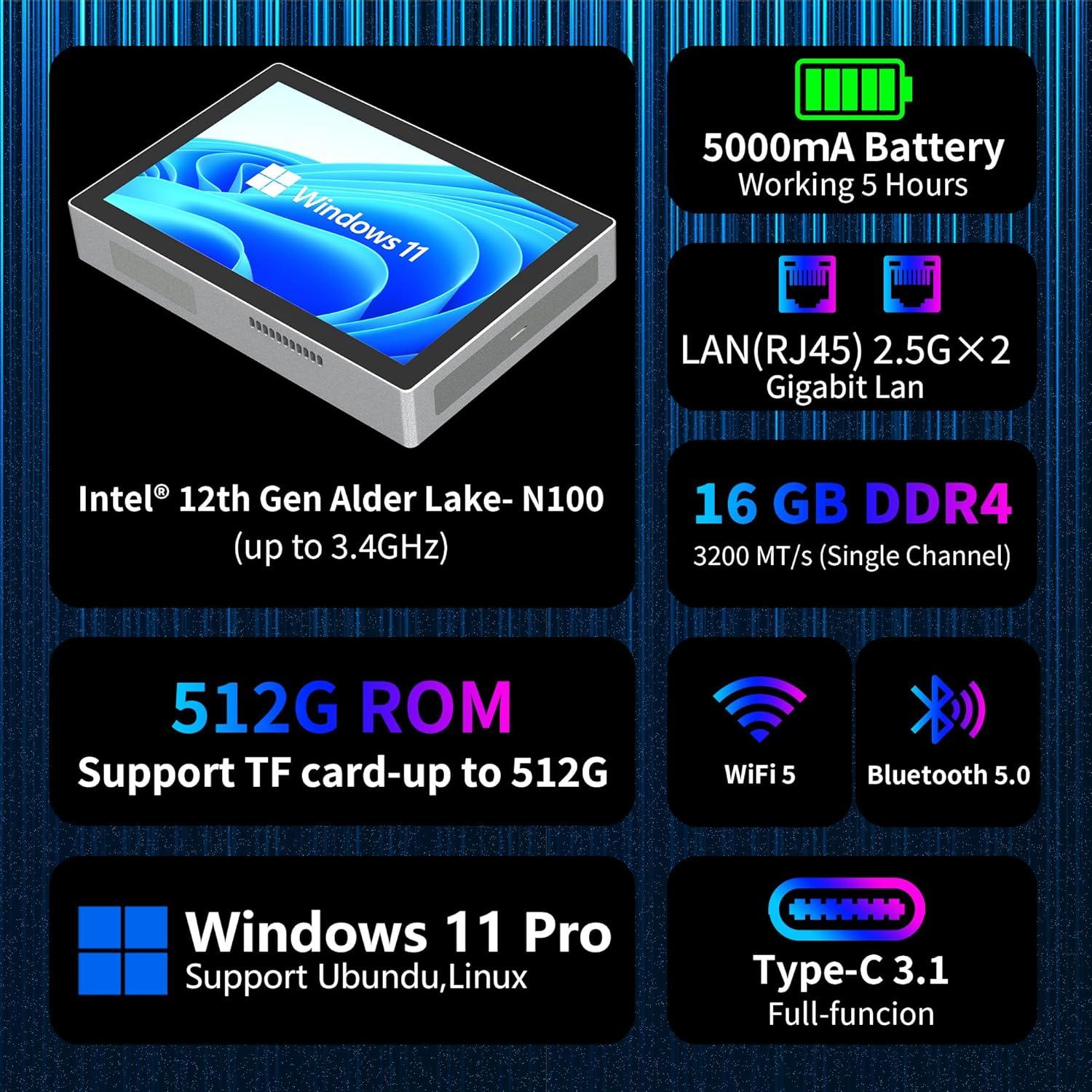 HIGOLEPC Mini PC 12ª Gen N100 16GB RAM 512GB Win 11 Pro