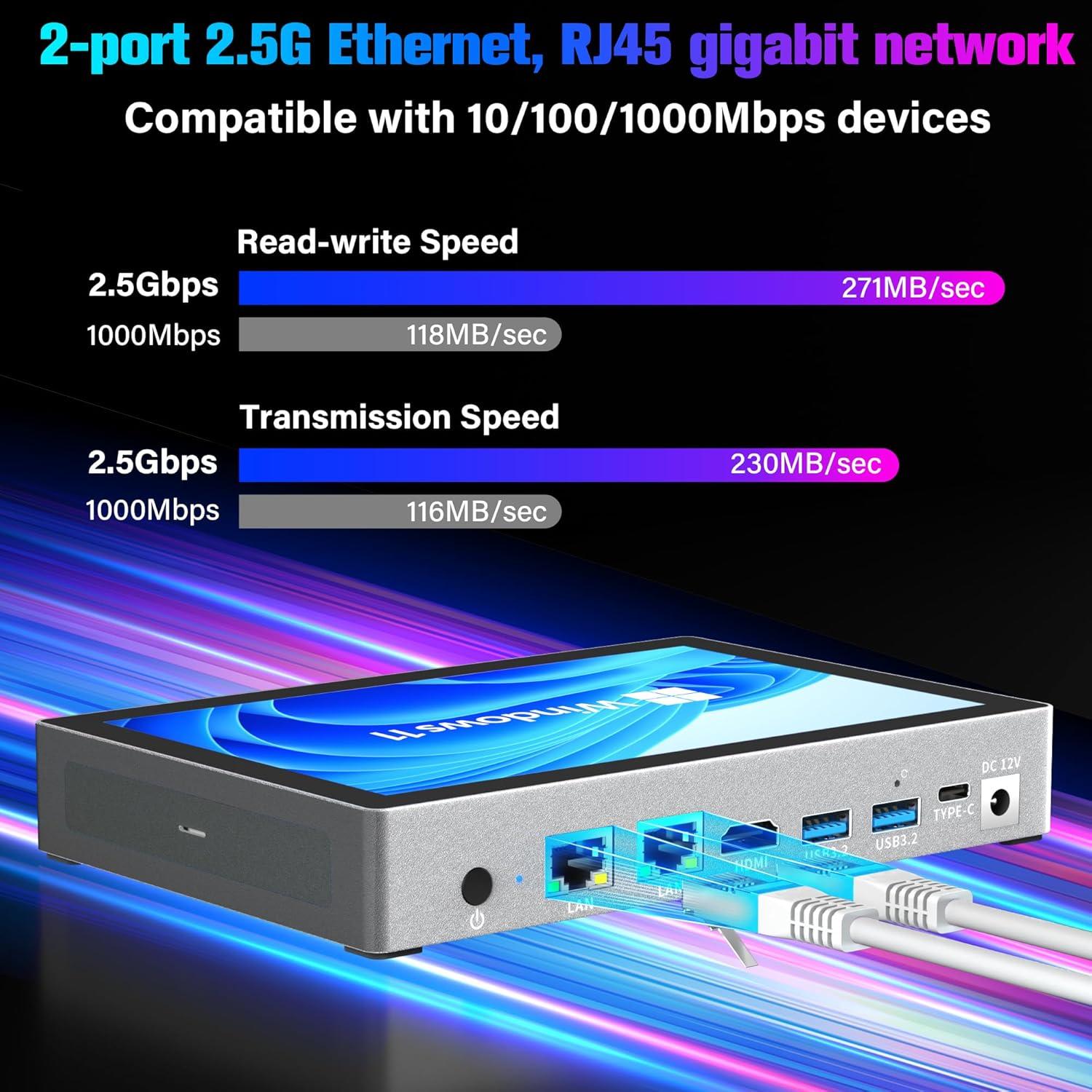 HIGOLEPC Mini PC 12ª Gen N100 16GB RAM 512GB Win 11 Pro