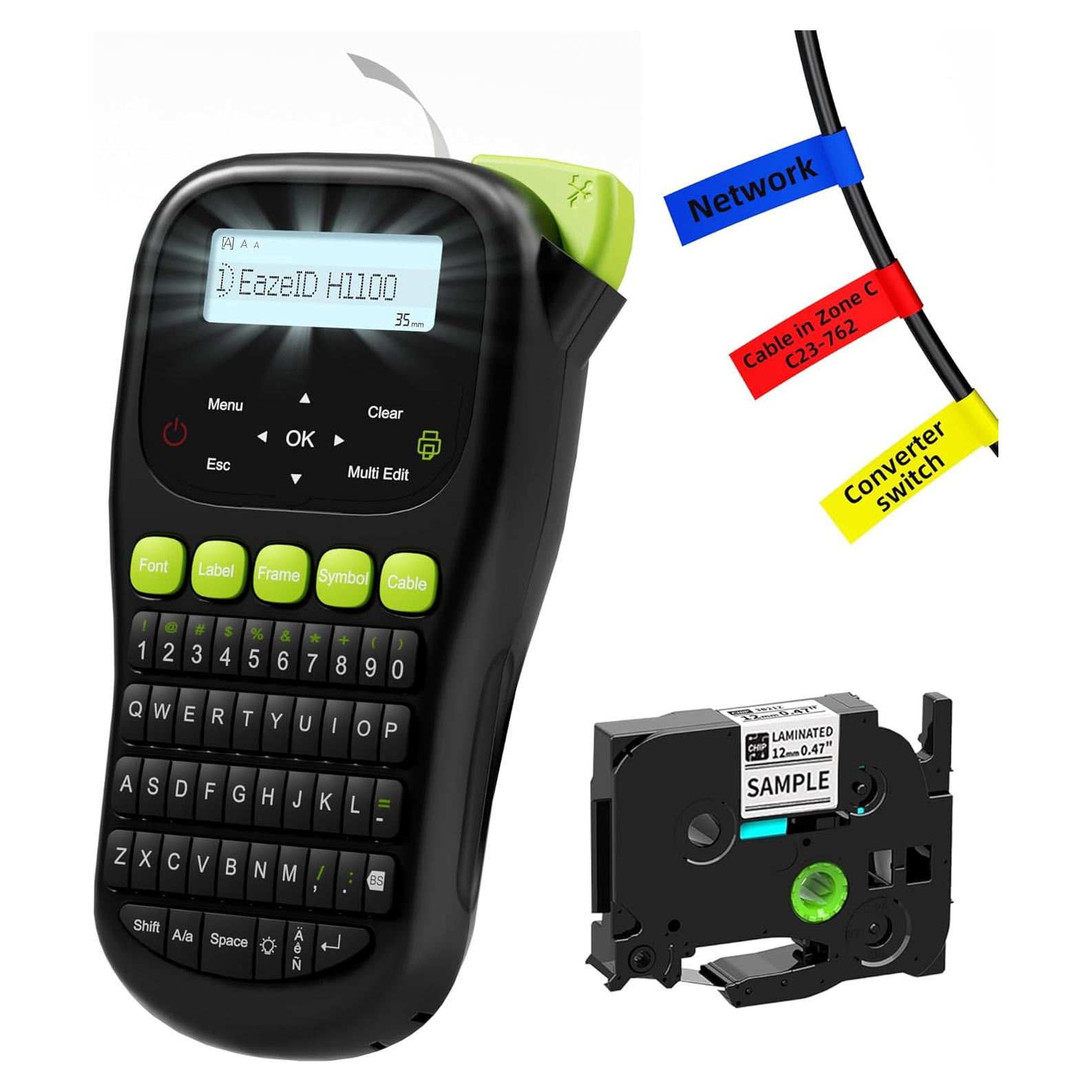 Etiquetadora Portátil EazeID H1100 Negra con Teclado QWERTY