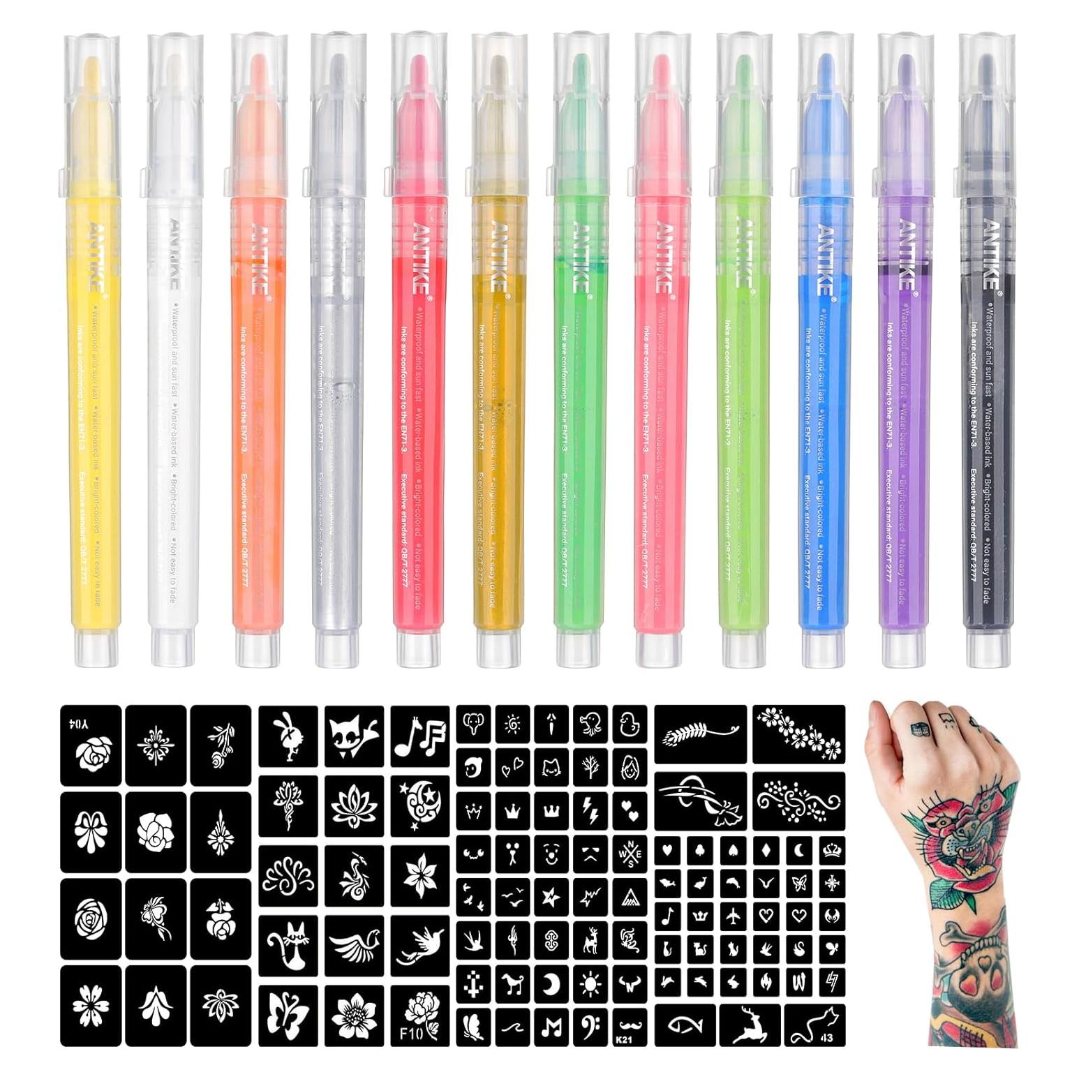Kit de Marcadores de Tatuajes Temporales STIGMA - 12 Colores