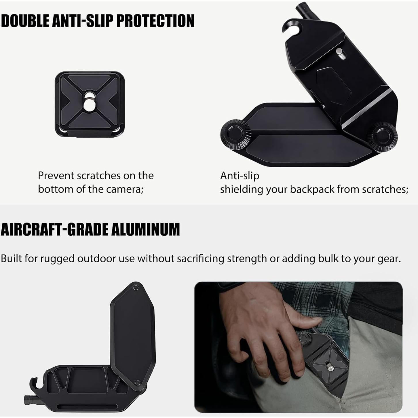 Clip de mochila para cámara VELCURIUM con liberación rápida