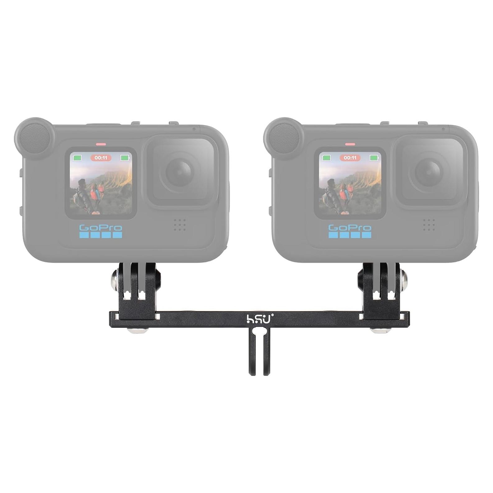 Adaptador Doble Twin de Aluminio HSU para Cámaras de Acción