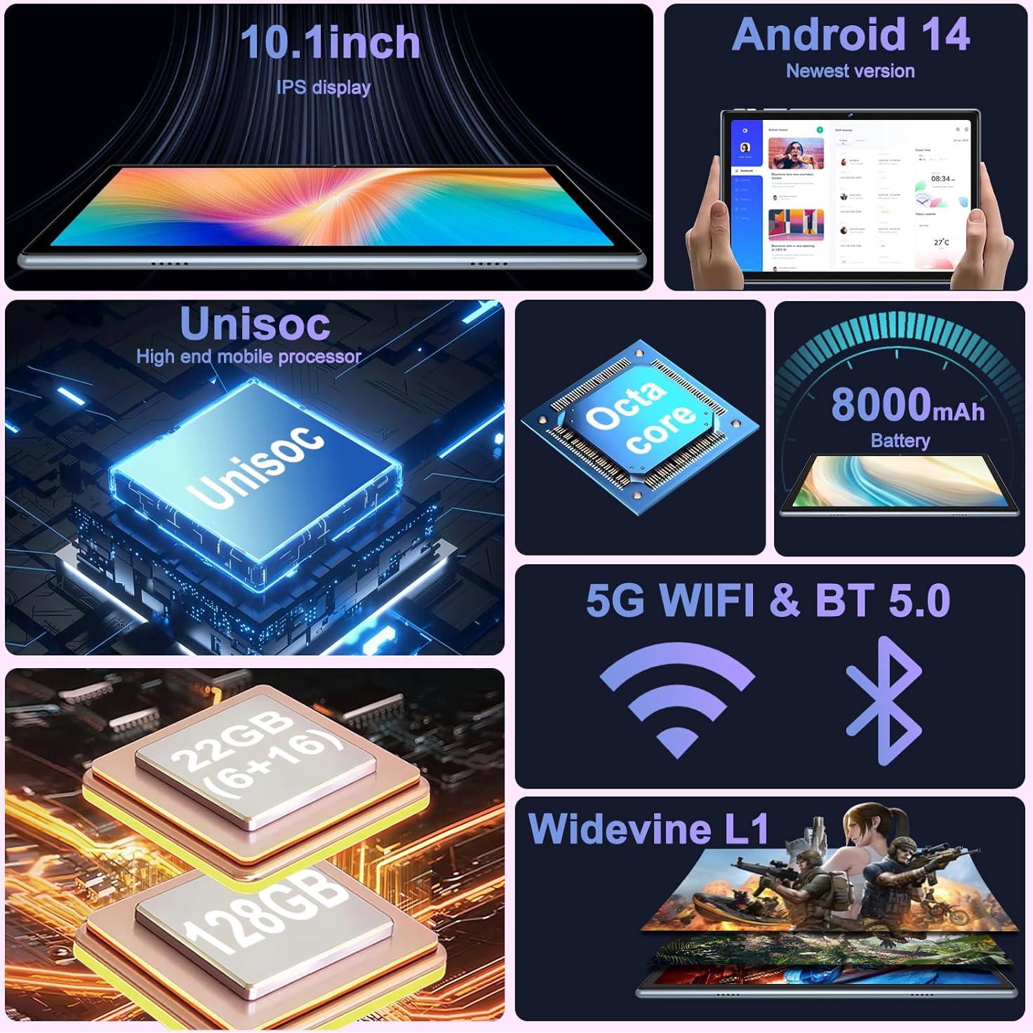 Tablet DEERTiME E6 Android 14 10.1" 22GB RAM 128GB ROM