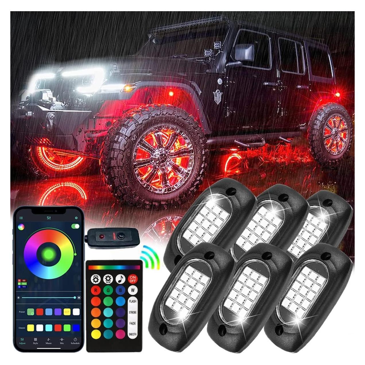 Luces LED RGB 6 Pods EJ's SUPER CAR, Impermeables IP68