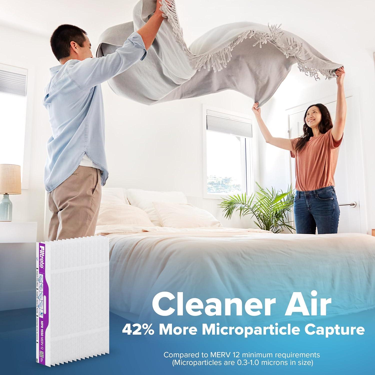 Filtrete 16x25x4 Refillable Air Filter replacement, MPR 1550, MERV 12, Allergen Bacteria & Virus, 2 Pack, use with reusable air filter frame of Filtrete Refillable Air Filter Kit, for HVAC, Furnace