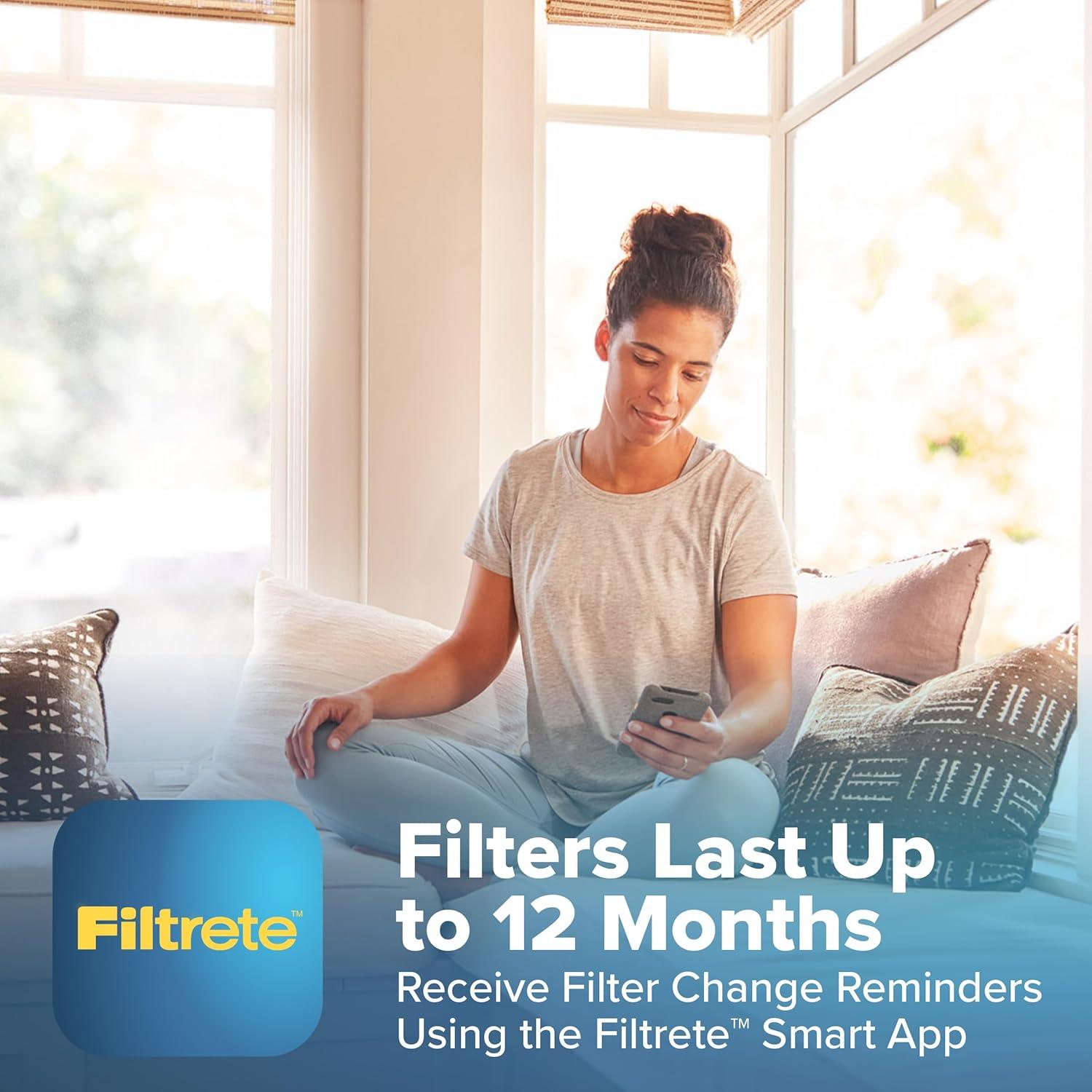 Filtrete 16x25x4 Refillable Air Filter replacement, MPR 1550, MERV 12, Allergen Bacteria & Virus, 2 Pack, use with reusable air filter frame of Filtrete Refillable Air Filter Kit, for HVAC, Furnace
