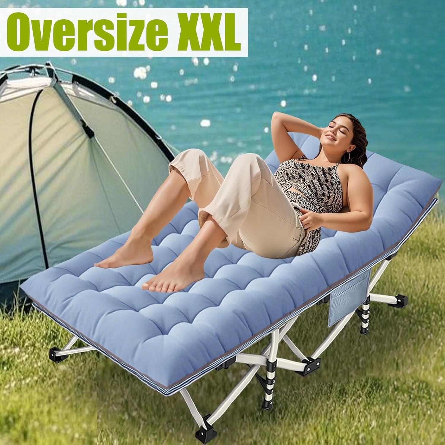 Cama de Camping Plegable Faysore XXL con Colchón 200x81 cm