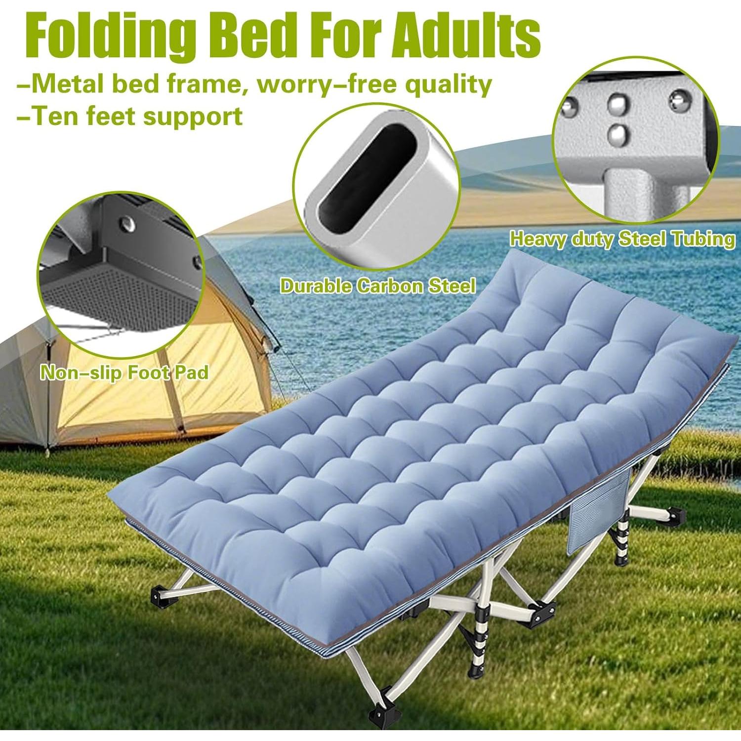 Cama de Camping Plegable Faysore XXL con Colchón 200x81 cm