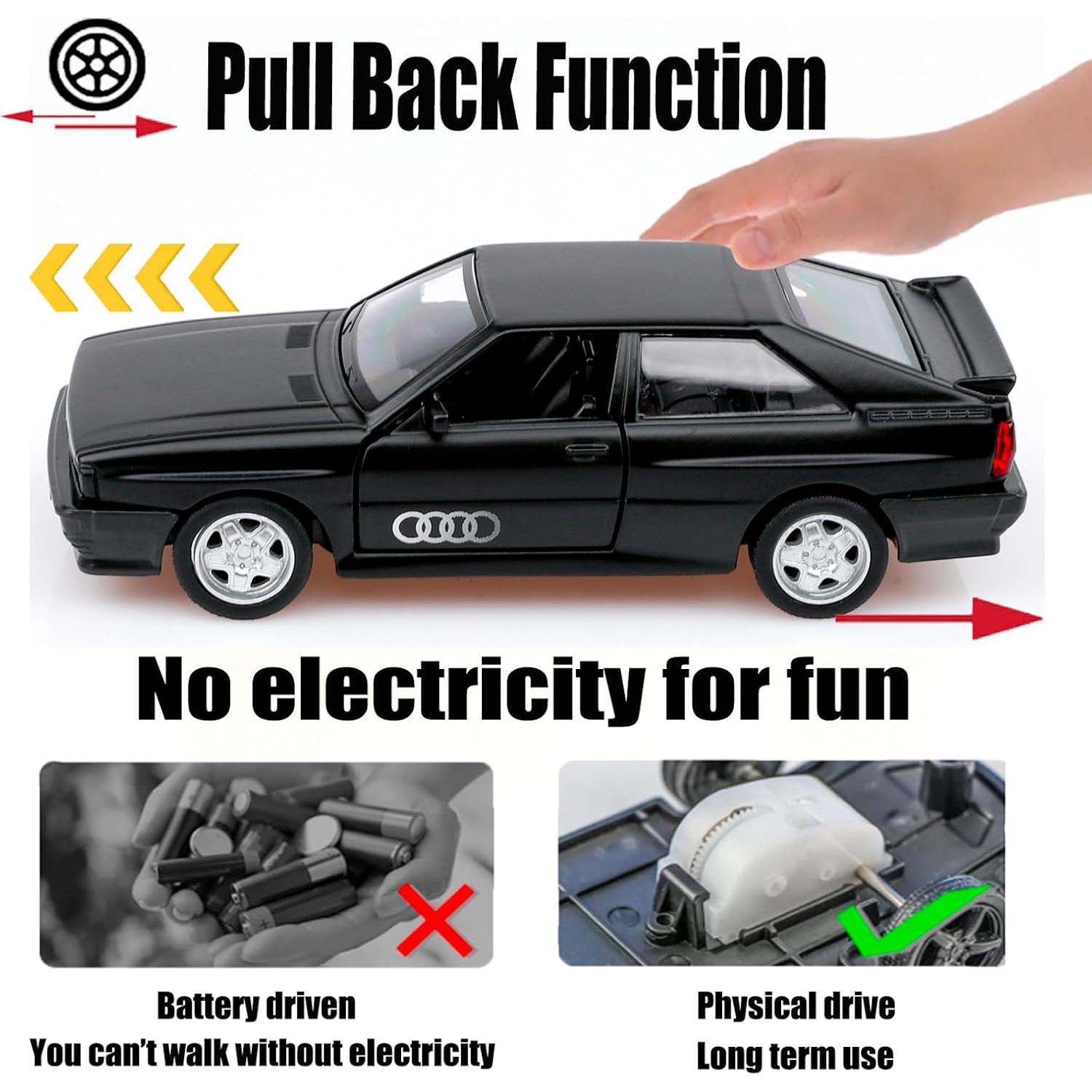 Audi Sport Quattro 1/36 Diecast Retroceso Negro TOKAXI