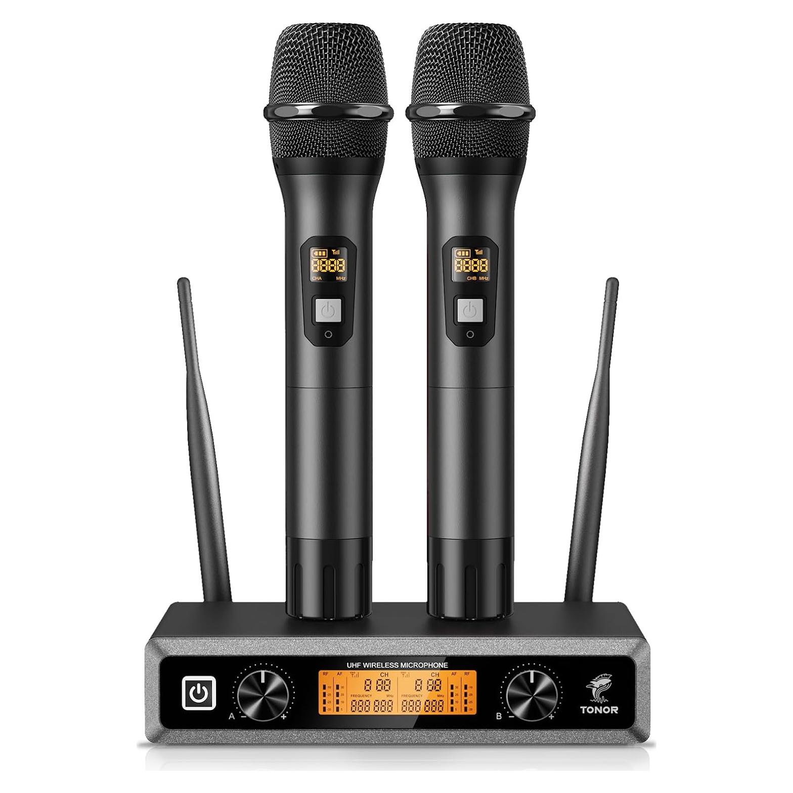 Micrófono Inalámbrico TONOR TW820, 2 Micrófonos de Mano, 60m