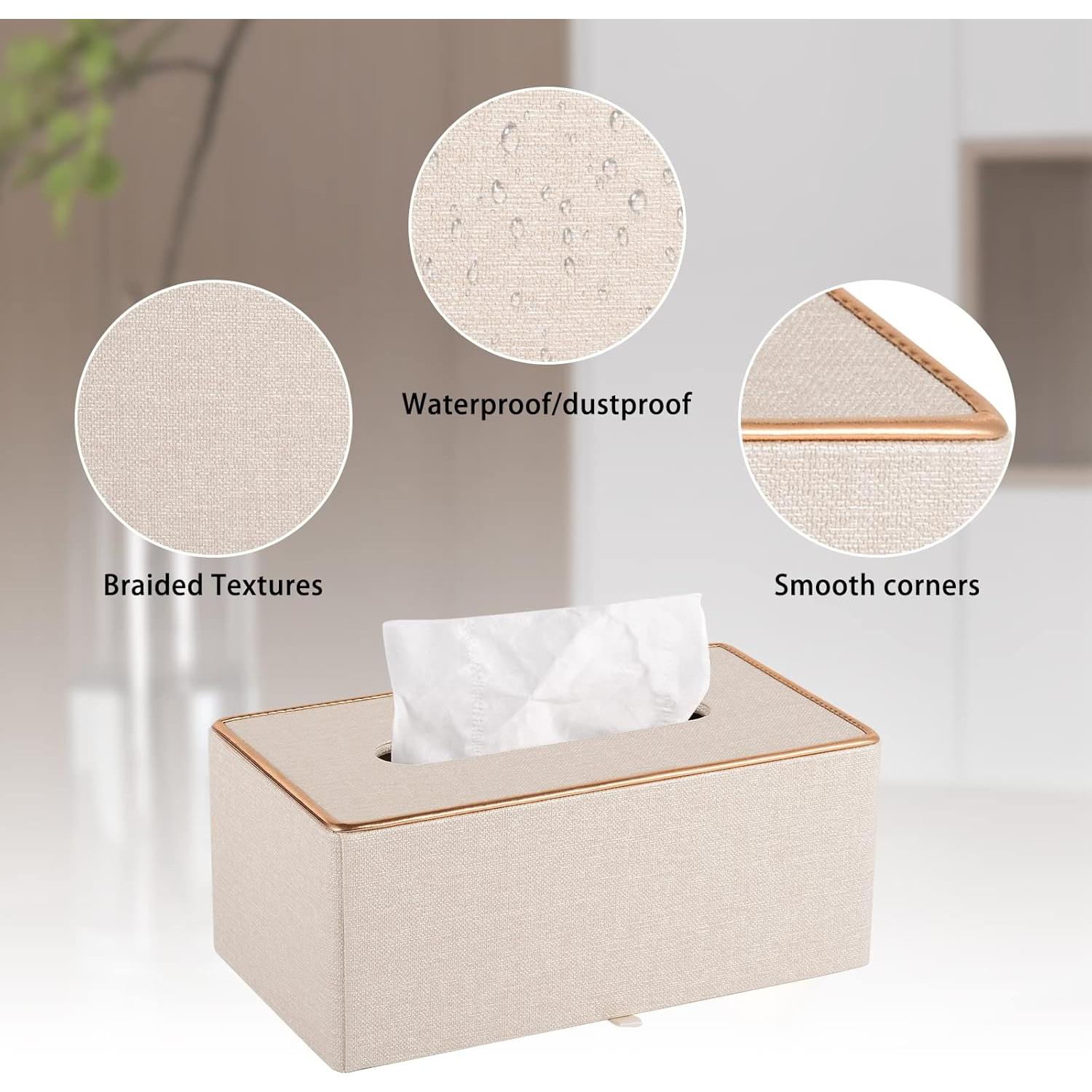 Porta Pañuelos de Cuero Beige RHCSZ Rectangular Magnético