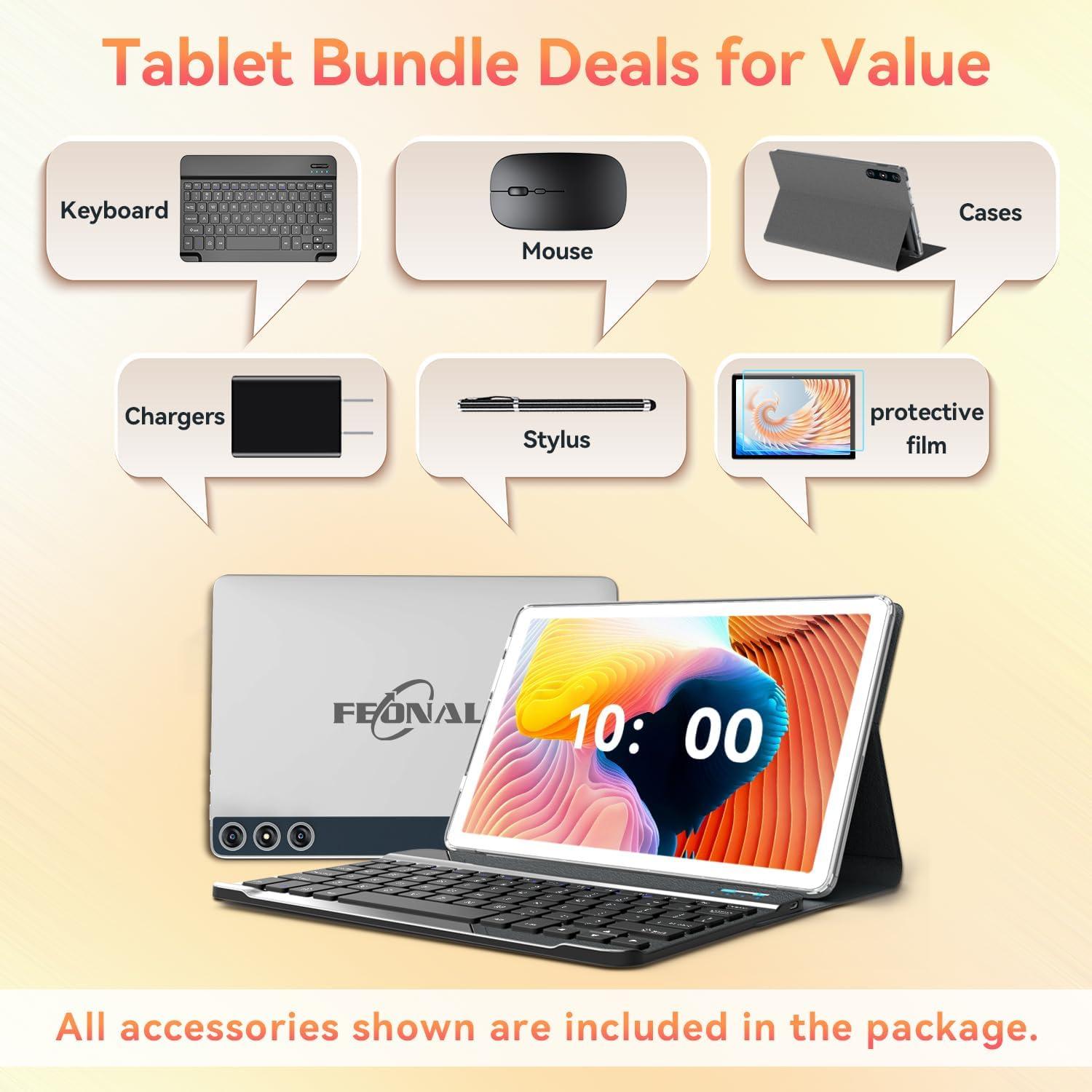 Tableta Android 14 FEONAL 10.1" 128GB 14GB RAM 5G